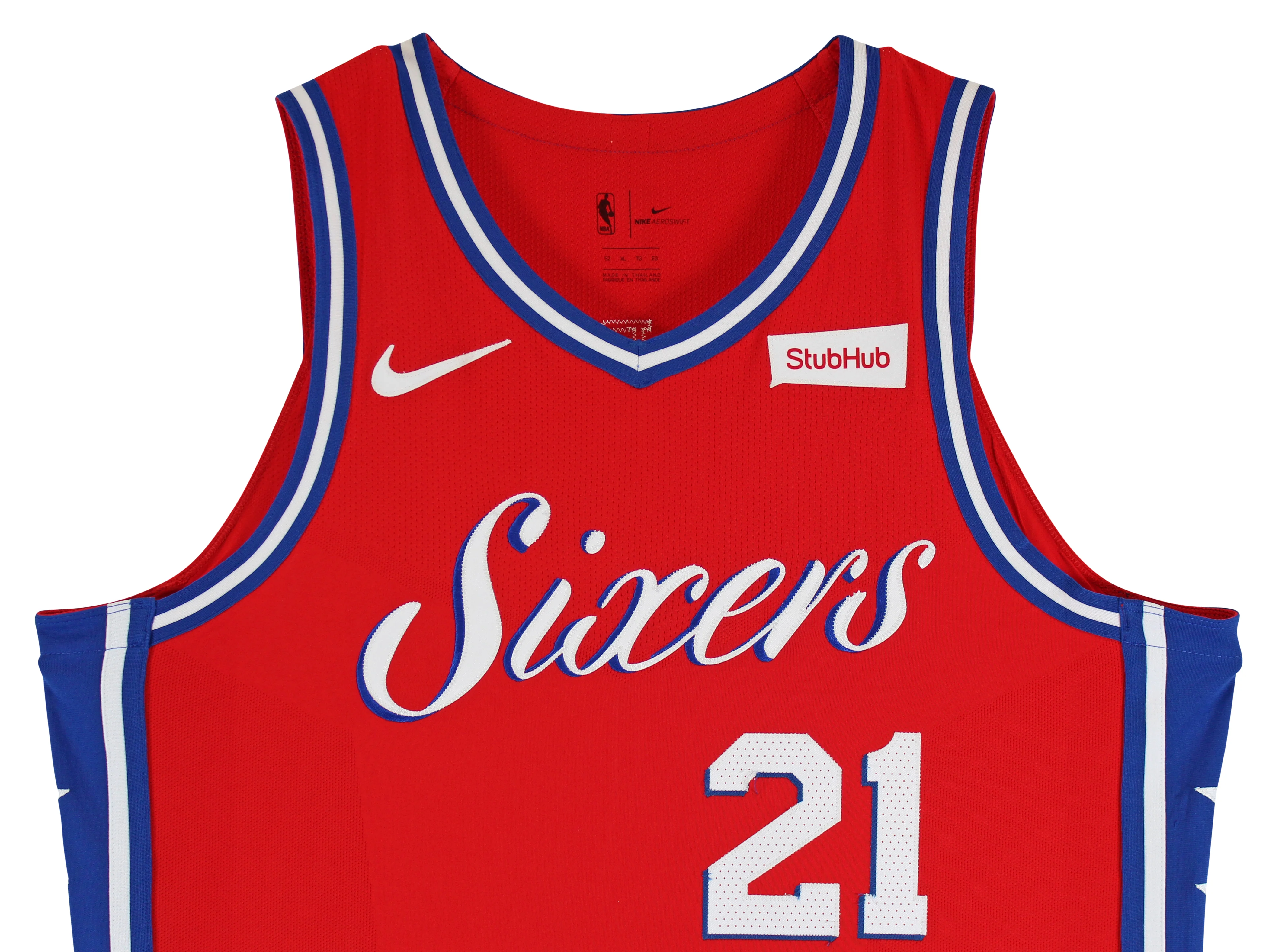 76ers Joel Embiid March 8, 2018 Game Used Red Road Nike Jersey NBA LOA - Image 8