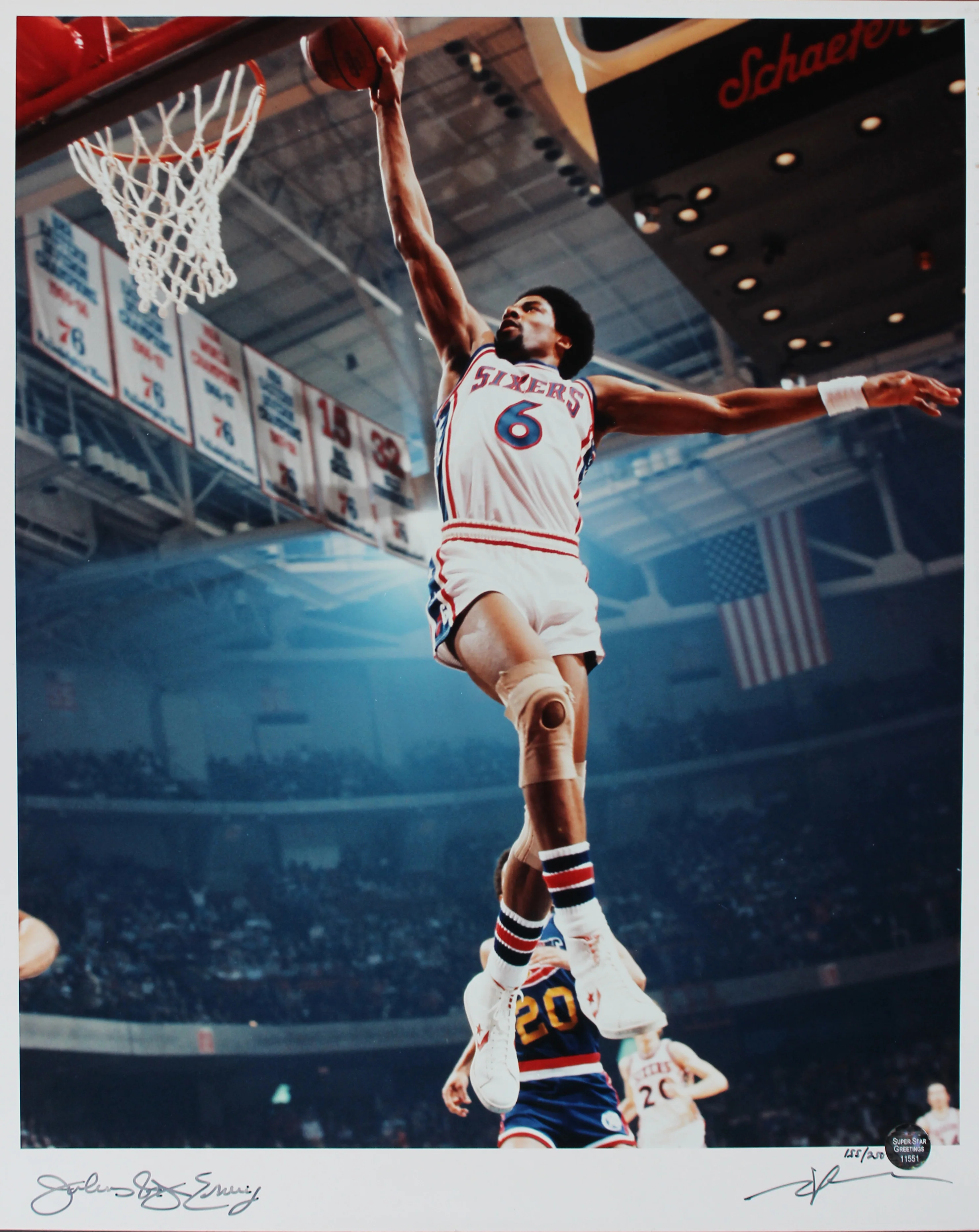 76ers Julius "Dr. J." Erving & Neal Leifer Signed 16x20 Photo LE #155/250 BAS - Image 2