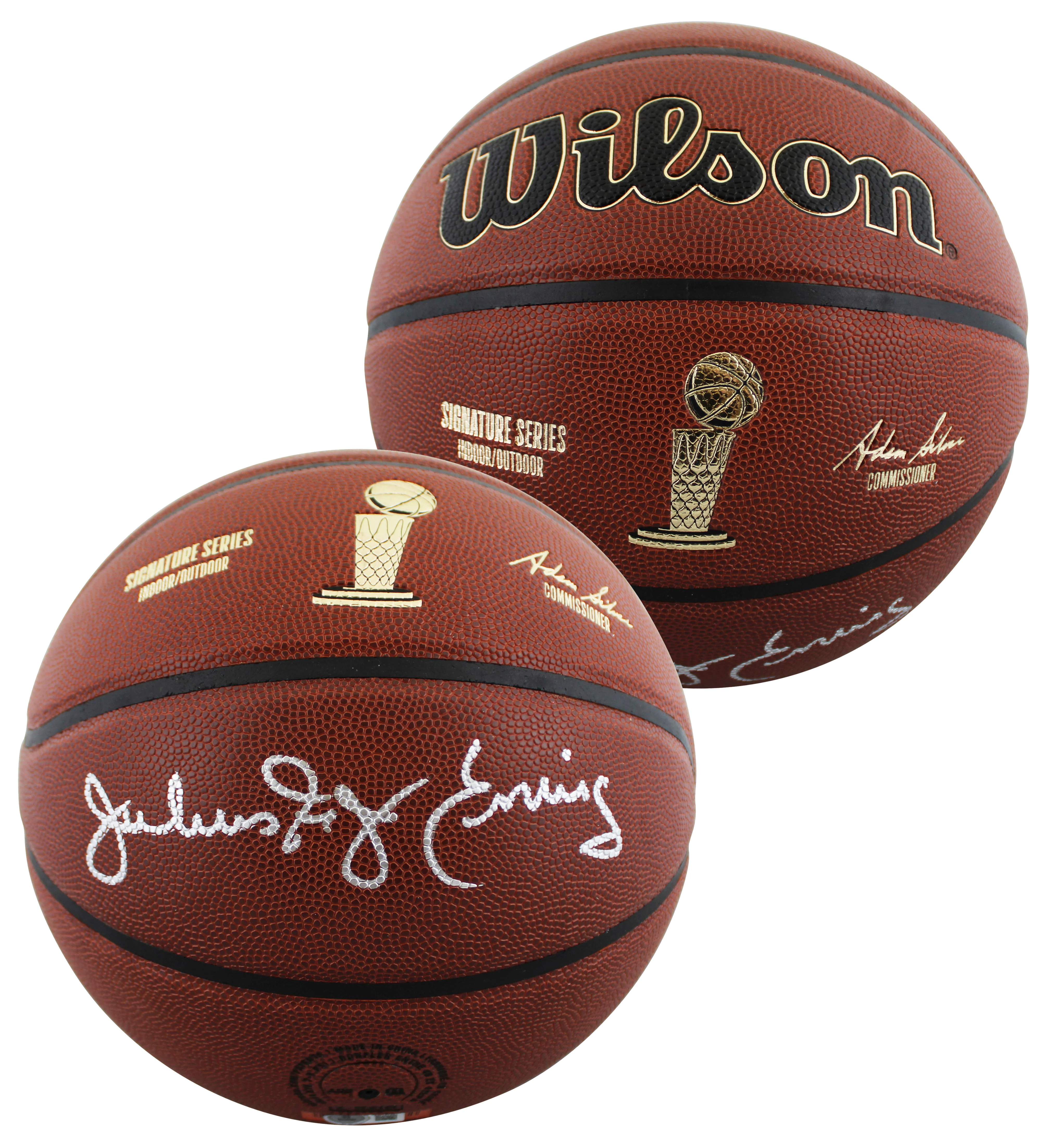 76ers Julius "Dr. J" Erving Signed Wilson Trophy Series Basketball BAS Witnessed - Image 2
