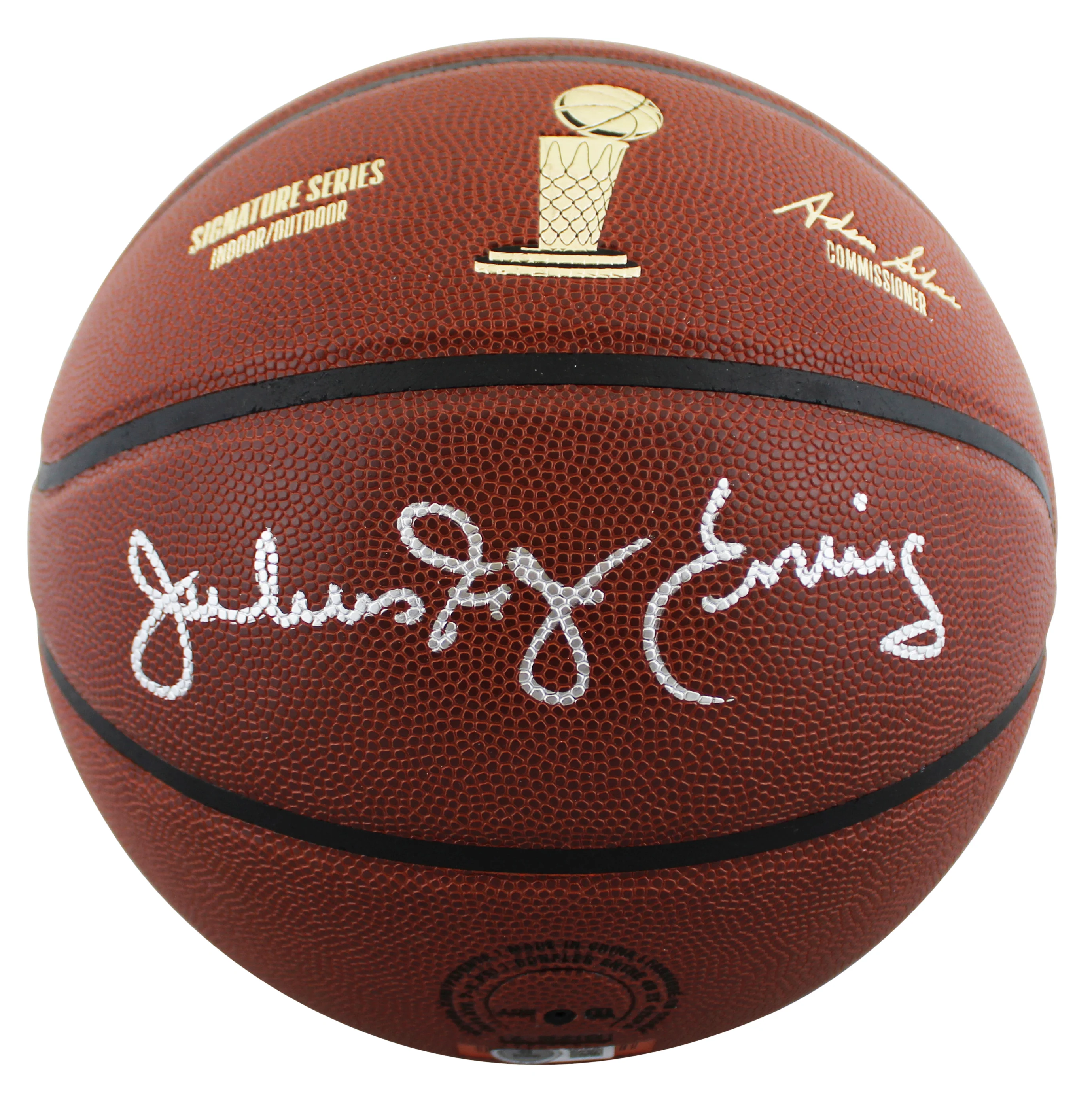 76ers Julius "Dr. J" Erving Signed Wilson Trophy Series Basketball BAS Witnessed - Image 3