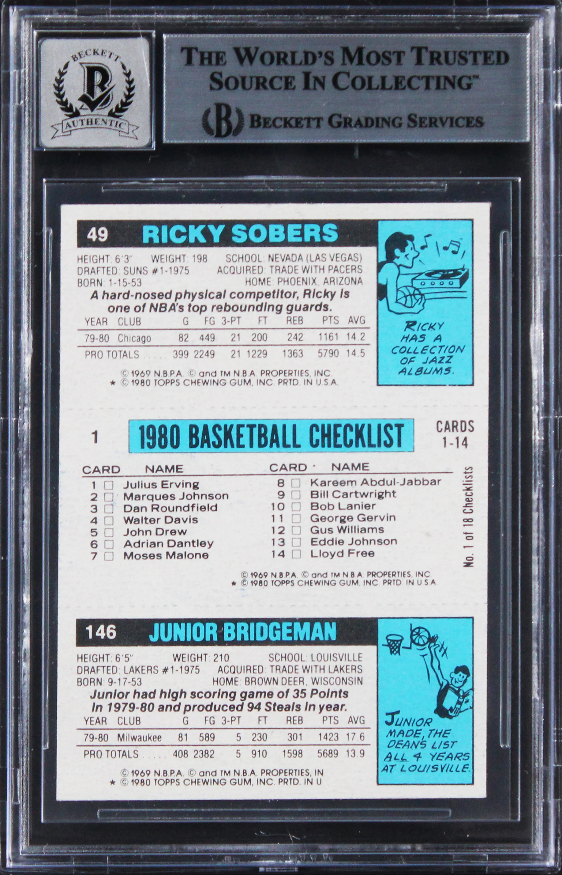 76ers Julius Erving Authentic Signed 1980 Topps #137 Card Auto 10! BAS Slabbed - Image 3