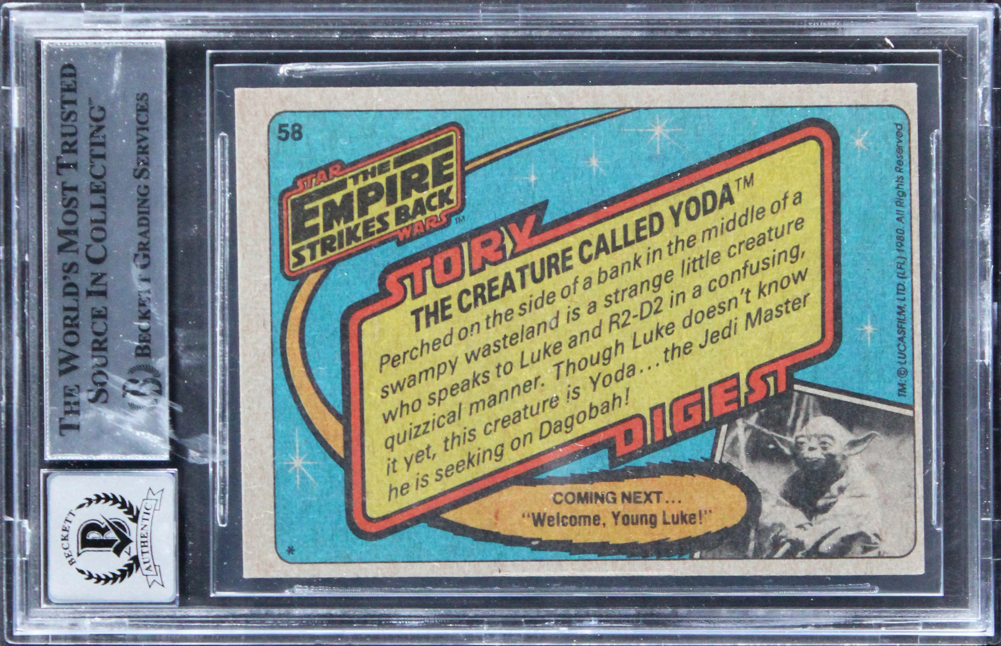 (9) Archer +8 Signed 1980 Star Wars ESB #58 Card Auto Grade Mint 10! BAS Slabbed - Image 3