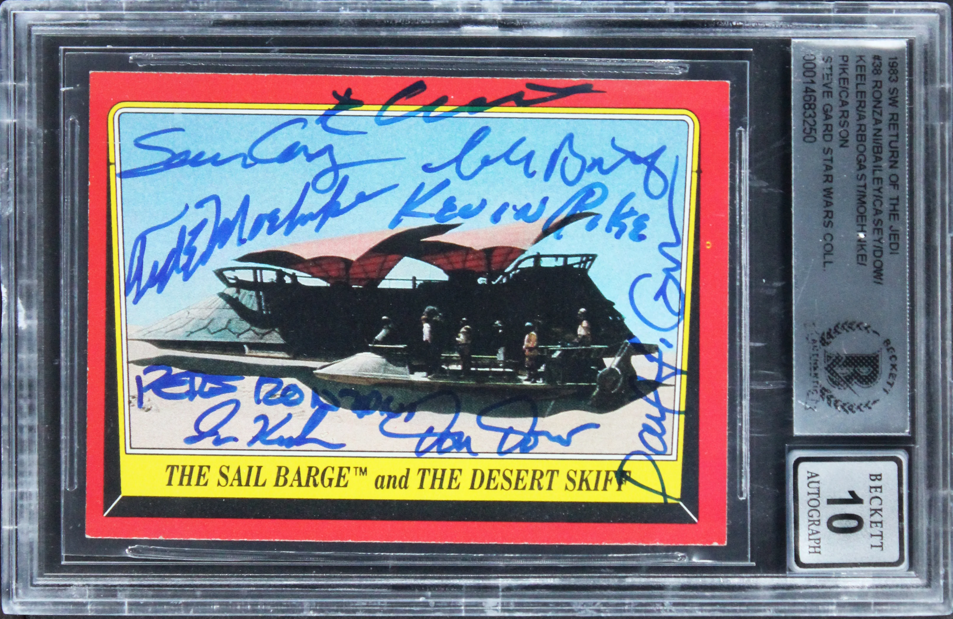 (9) Ronzani +8 Signed 1983 Star Wars ROTJ #38 Card Auto Graded 10! BAS Slabbed - Image 2