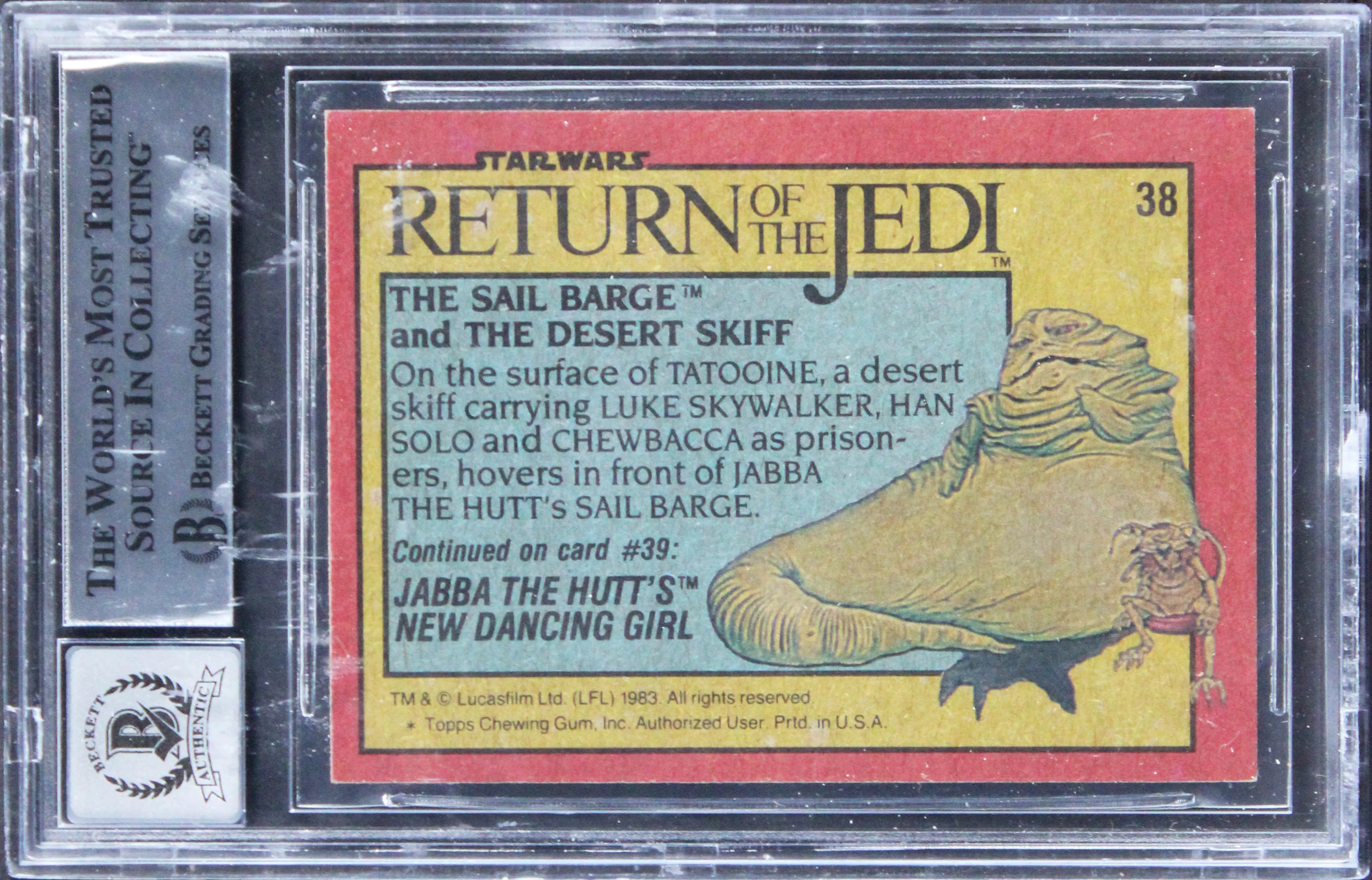 (9) Ronzani +8 Signed 1983 Star Wars ROTJ #38 Card Auto Graded 10! BAS Slabbed - Image 3