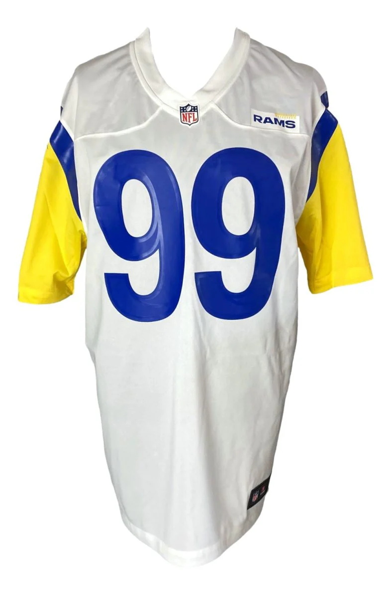Aaron Donald Signed Los Angeles Rams White Nike Game Jersey BAS ITP - Image 3