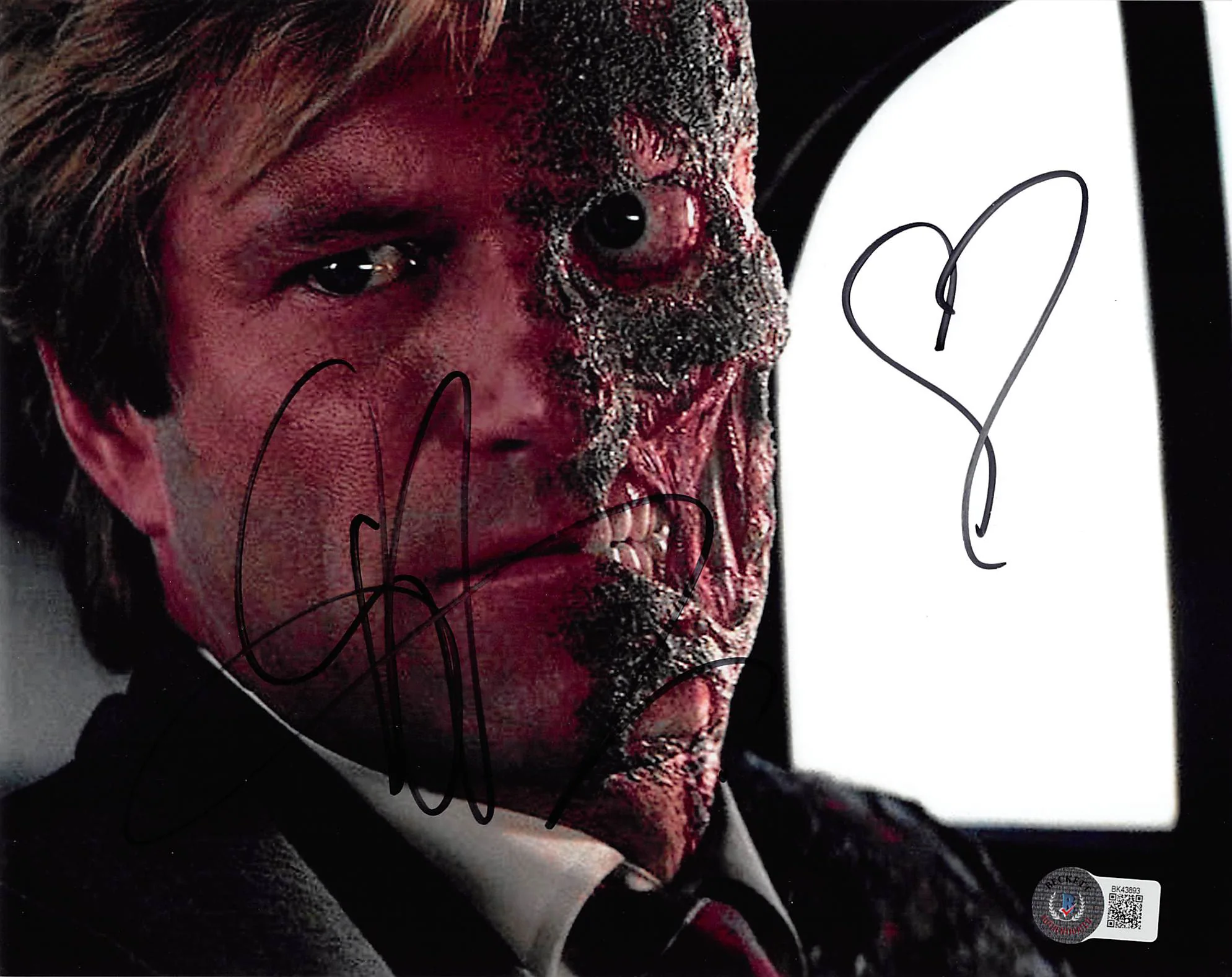 Aaron Eckhart Batman The Dark Knight Signed 8x10 Photo w/ Black Sig BAS 1 - Image 2
