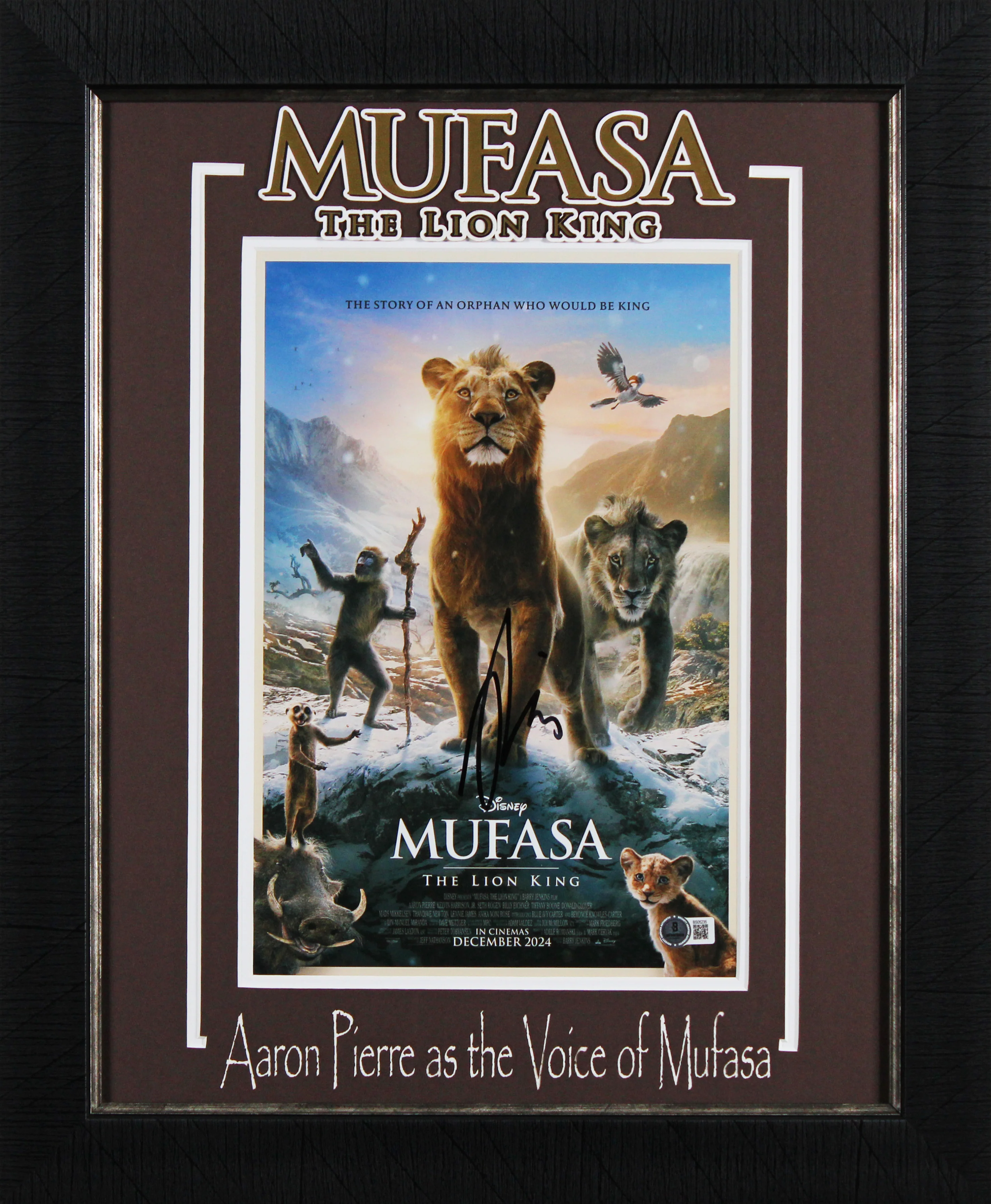 Aaron Pierre Mufasa: The Lion King Signed 11x14 Framed Photo BAS #BS05235 - Image 2