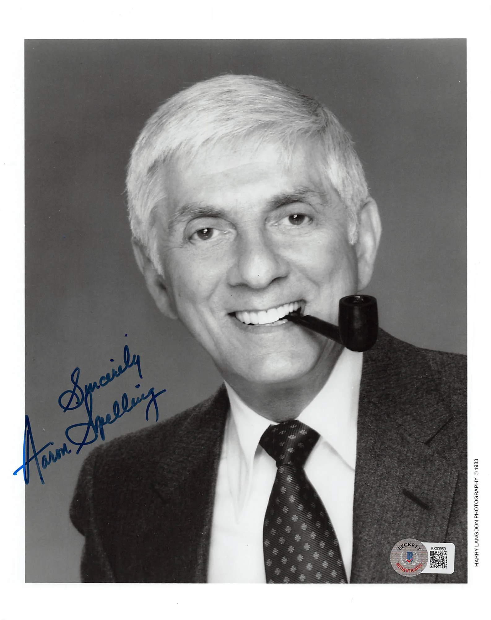 Aaron Spelling Beverly Hills 90210 "Sincerely" Signed 8x10 Photo BAS #BK03959 - Image 2