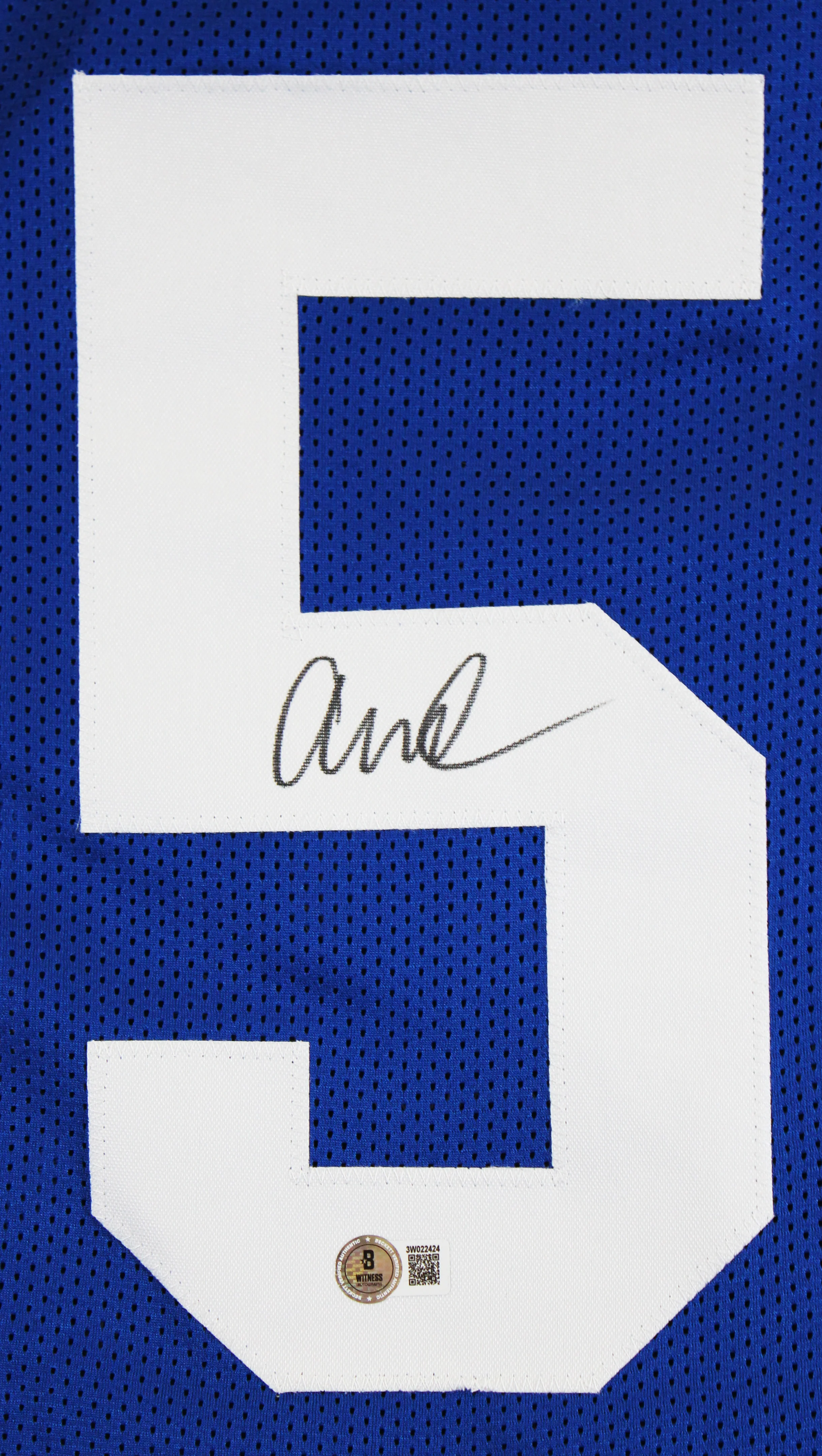 Abdul Carter Authentic Signed Blue Pro Style Jersey Autographed BAS Witnessed - Image 3