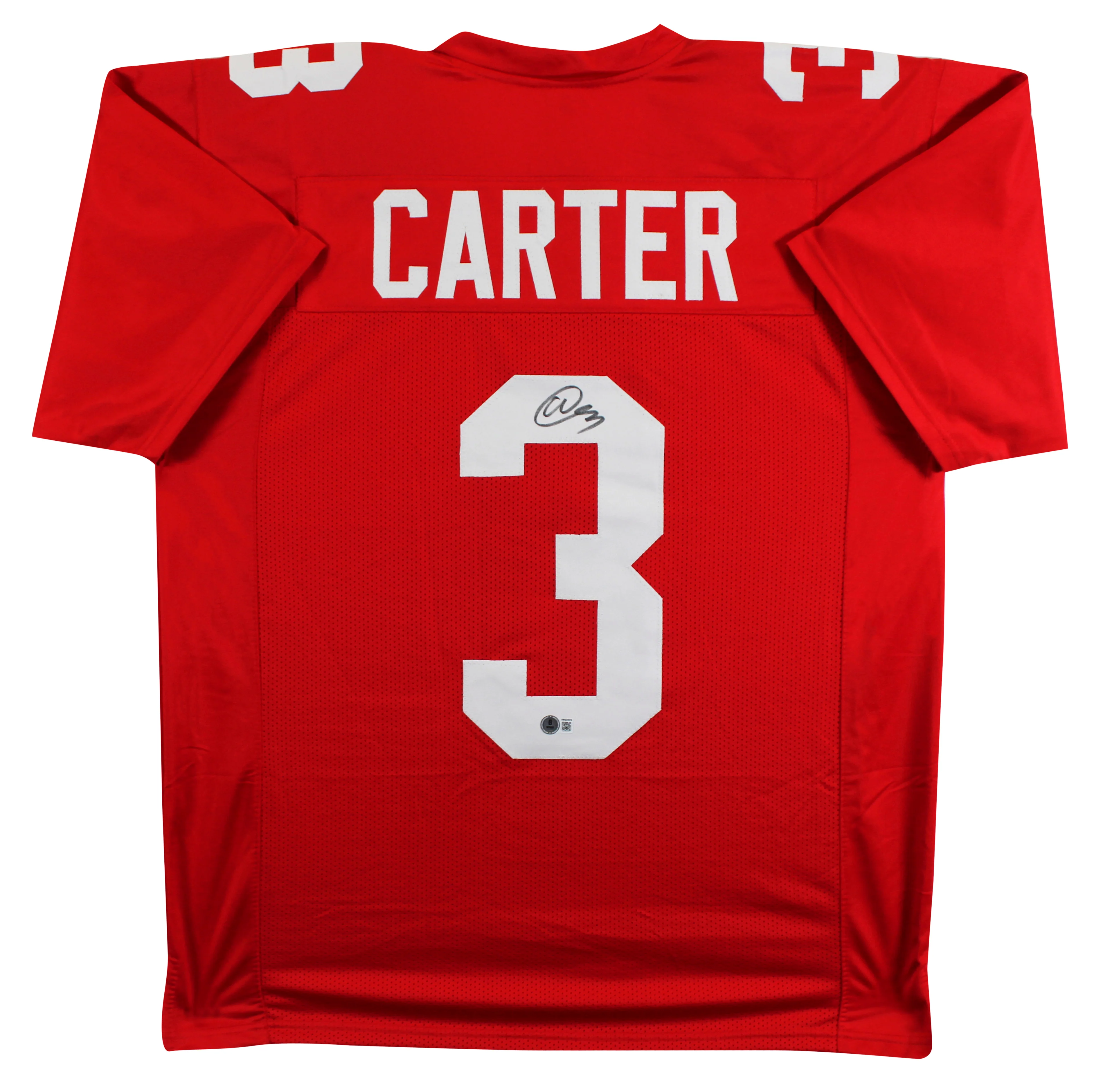 Abdul Carter Authentic Signed Red Pro Style Jersey Autographed BAS Witnessed 2 - Image 2