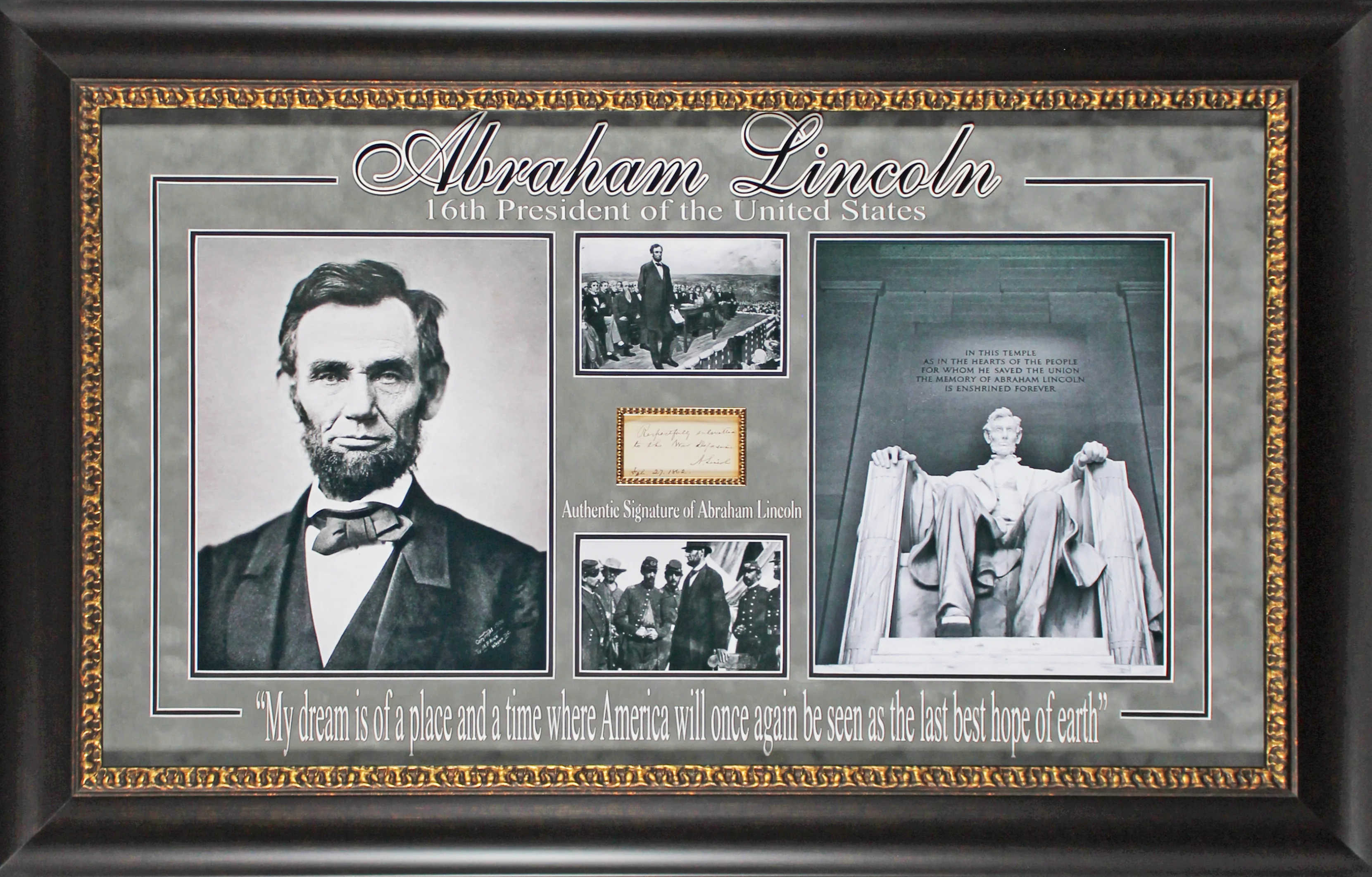 Abraham Lincoln Signed & Framed 1.5x3.25 1862 Cut Signature BAS #AD04322 - Image 2