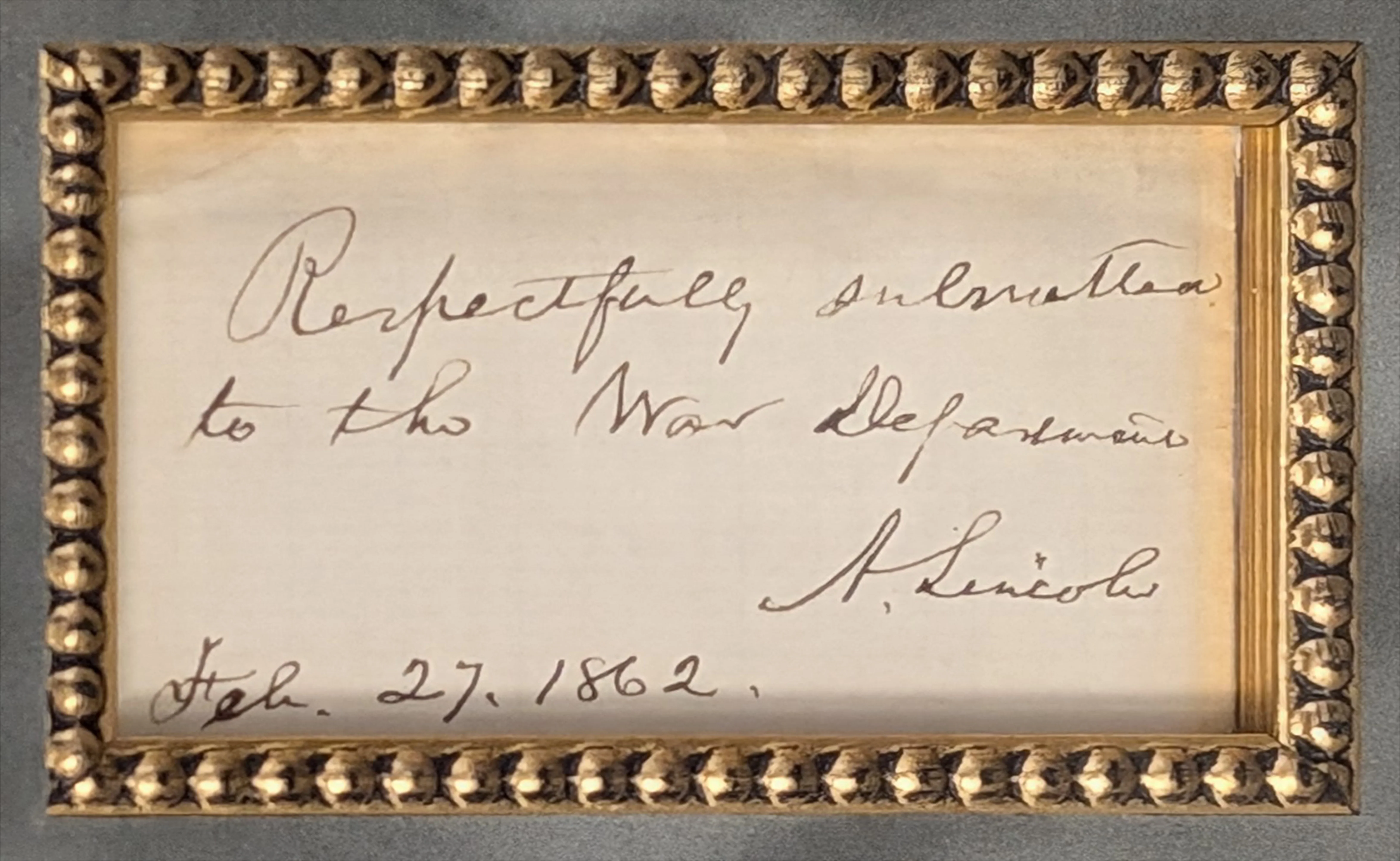 Abraham Lincoln Signed & Framed 1.5x3.25 1862 Cut Signature BAS #AD04322 - Image 3