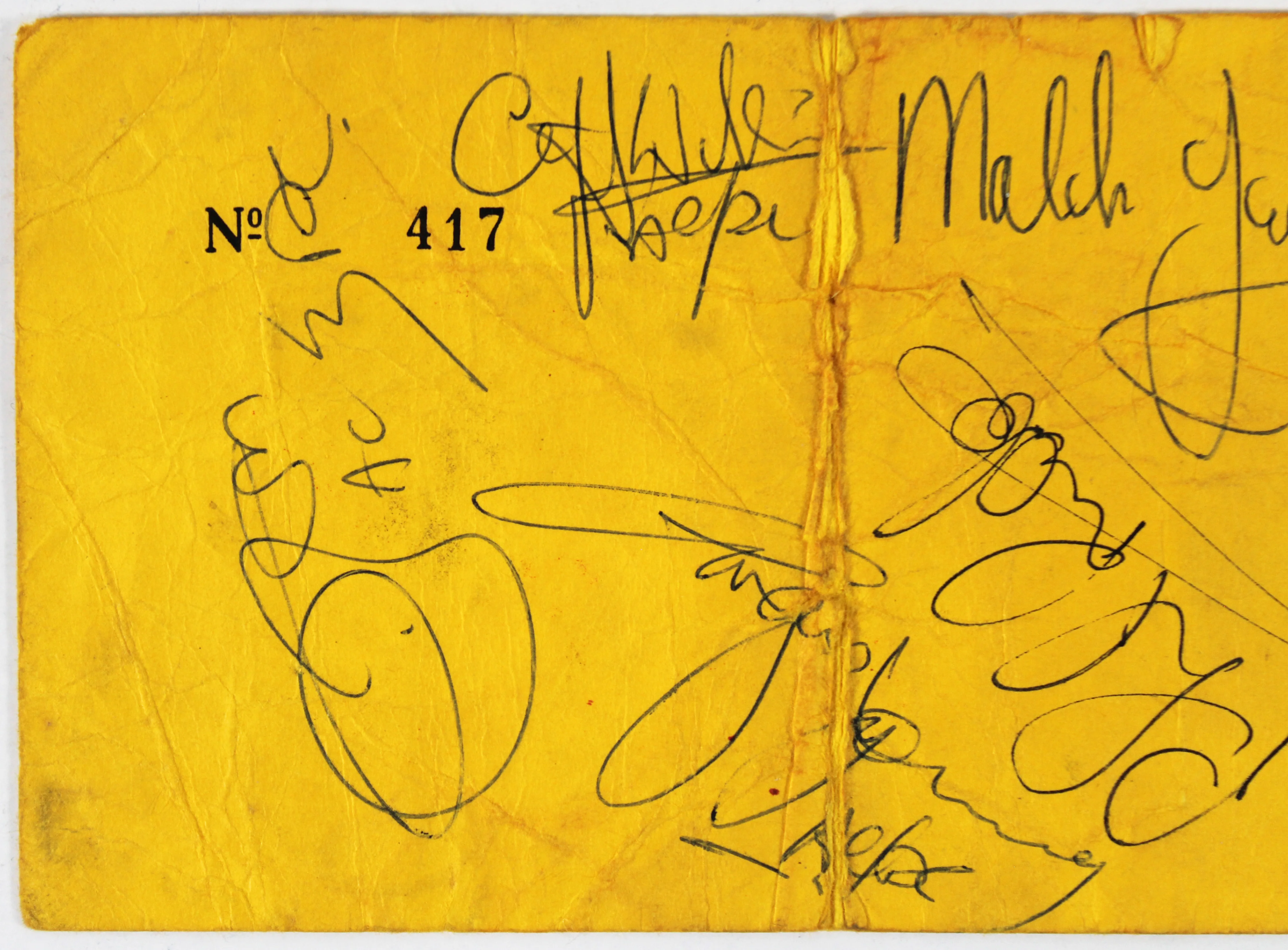 AC/DC Angus, Malcolm, Scott, Rudd & Williams Signed 3.25x6 1978 Ticket Pass JSA - Image 3