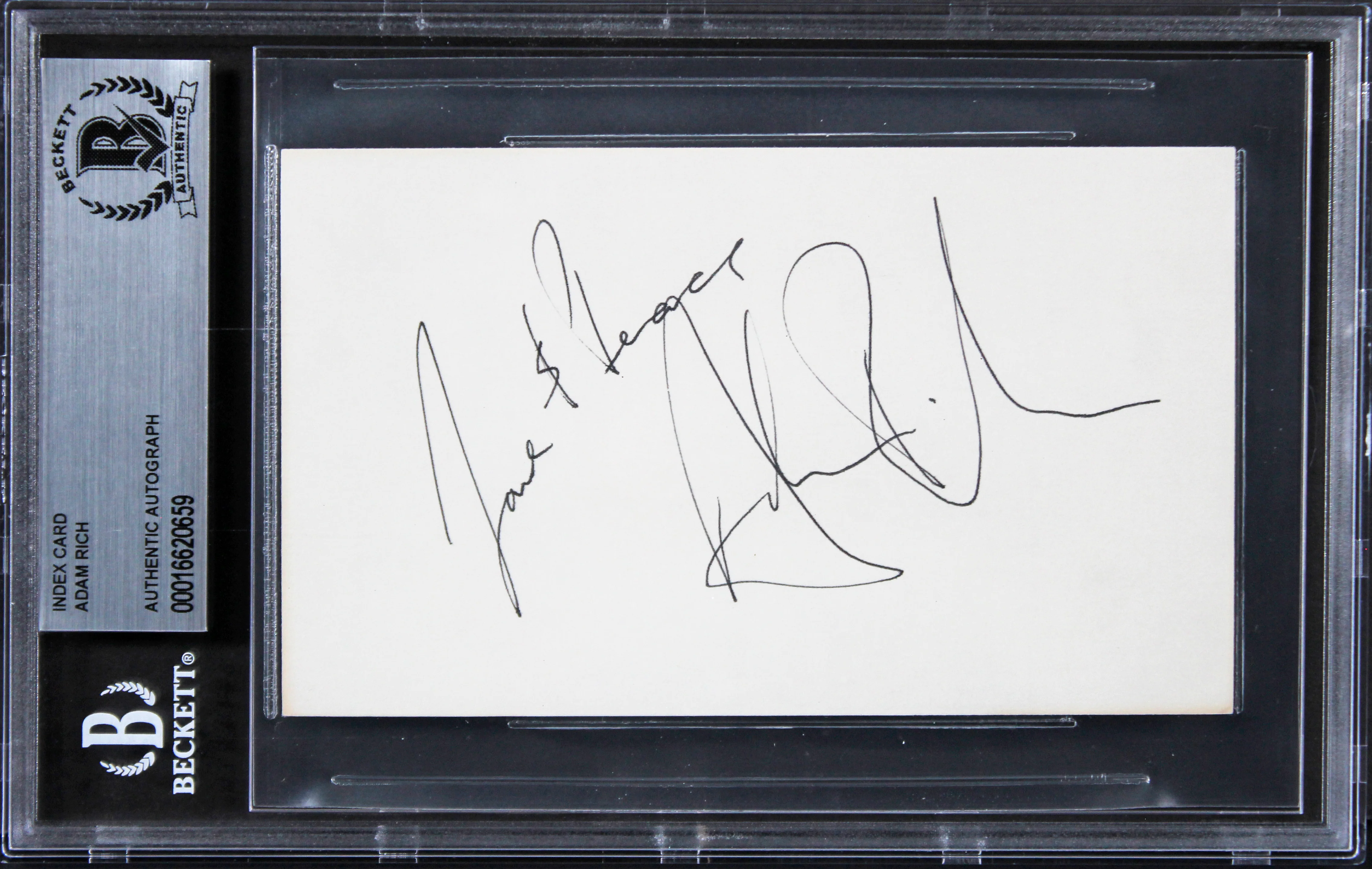 Adam Rich Eight Is Enough "Love & Peace" Signed 3x5 Index Card BAS Slabbed - Image 2