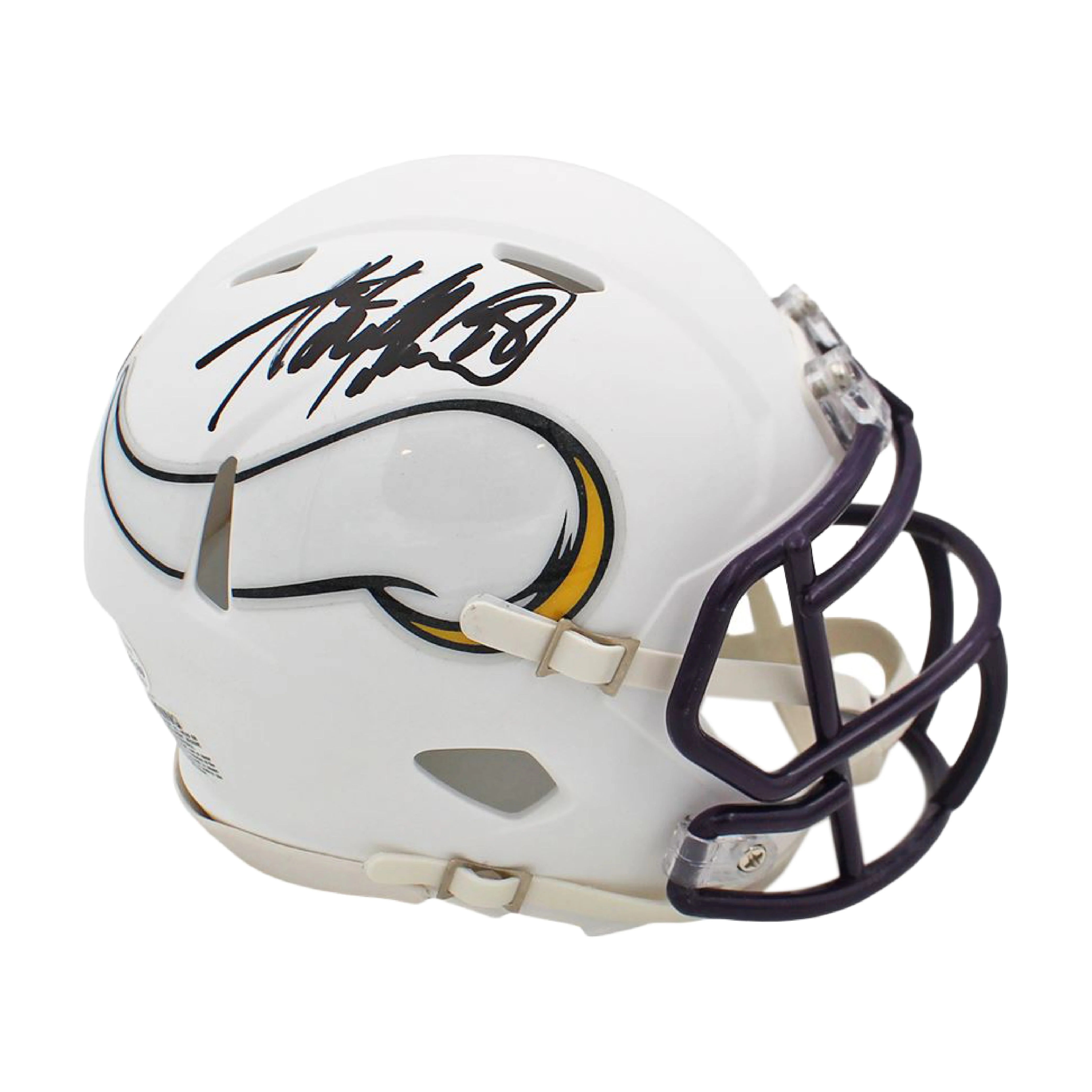 Adrian Peterson Autographed Vikings Flat White Mini Helmet - Beckett Auth