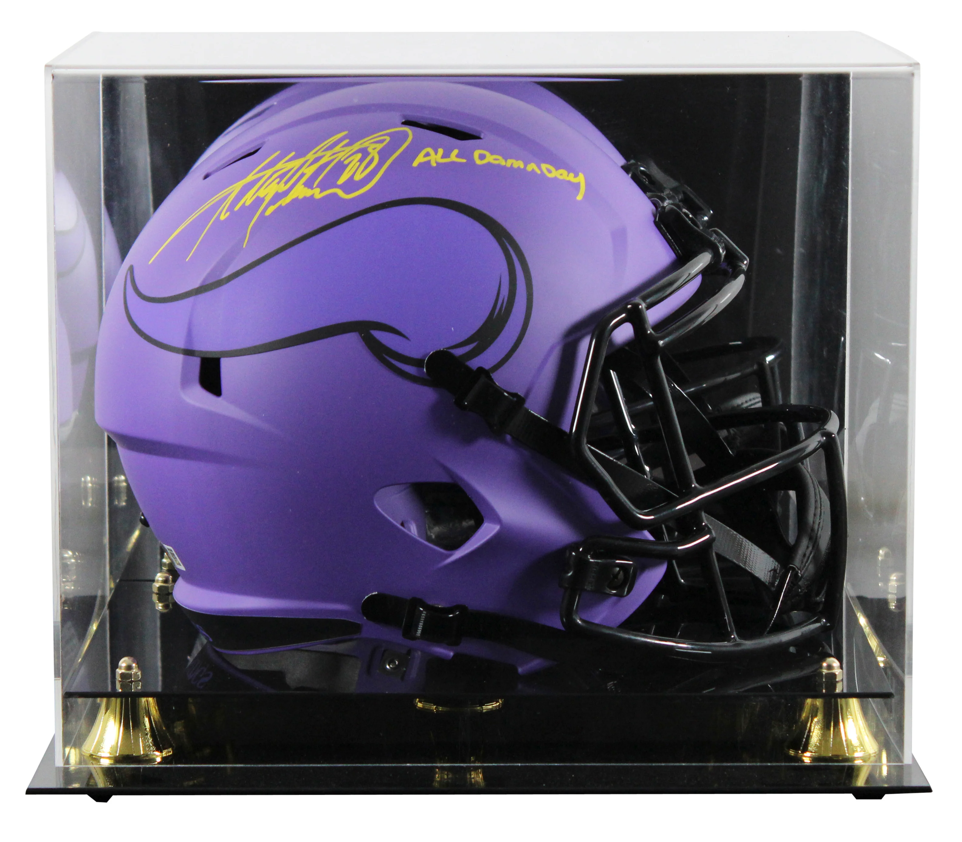 Adrian Peterson "All Damn Day" Signed Rave F/S Speed Rep Helmet w/ Case BAS Wit - Image 2