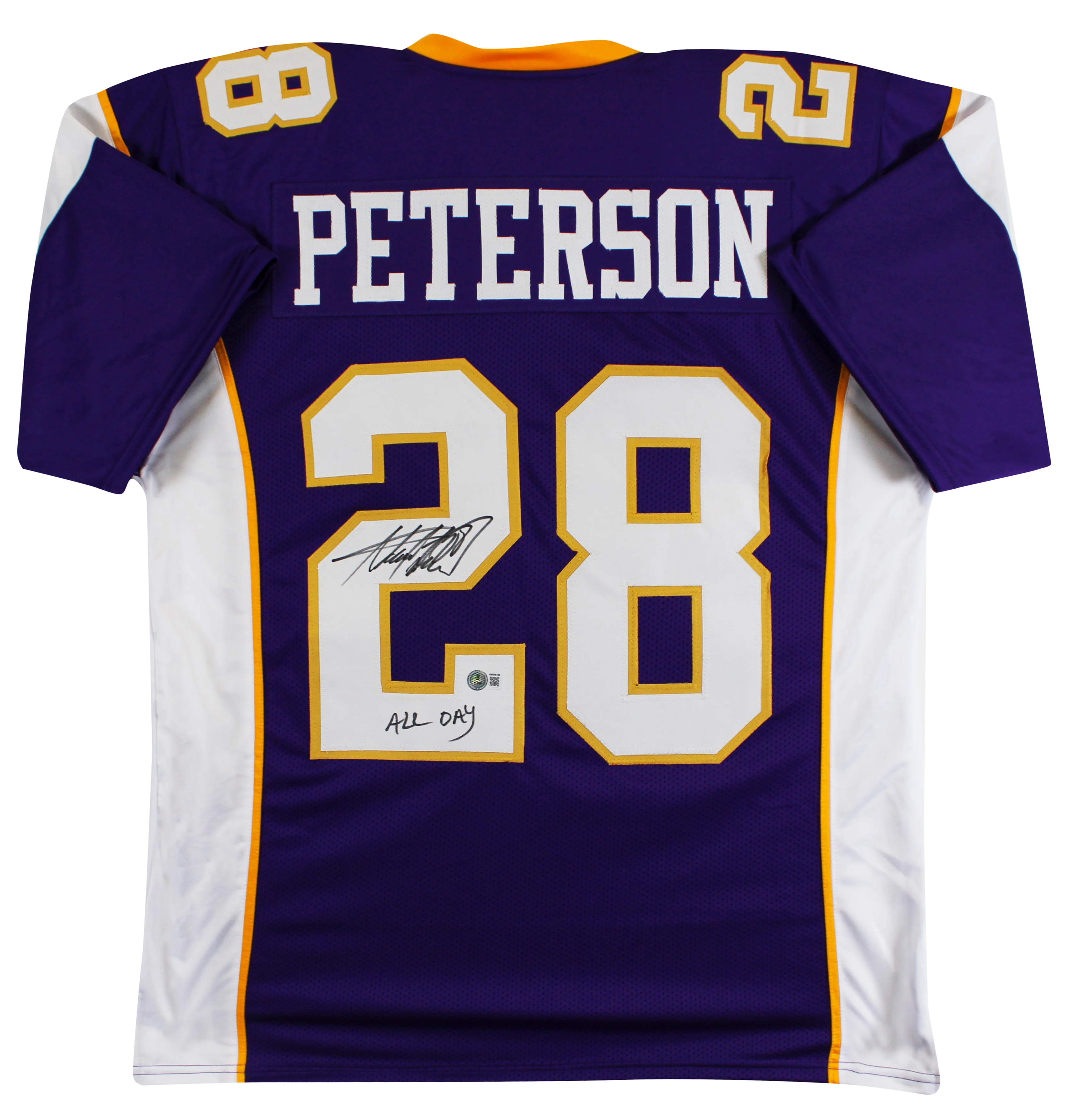 Adrian Peterson "All Day" Authentic Signed Purple Pro Style Jersey BAS Witness 2 - Image 2