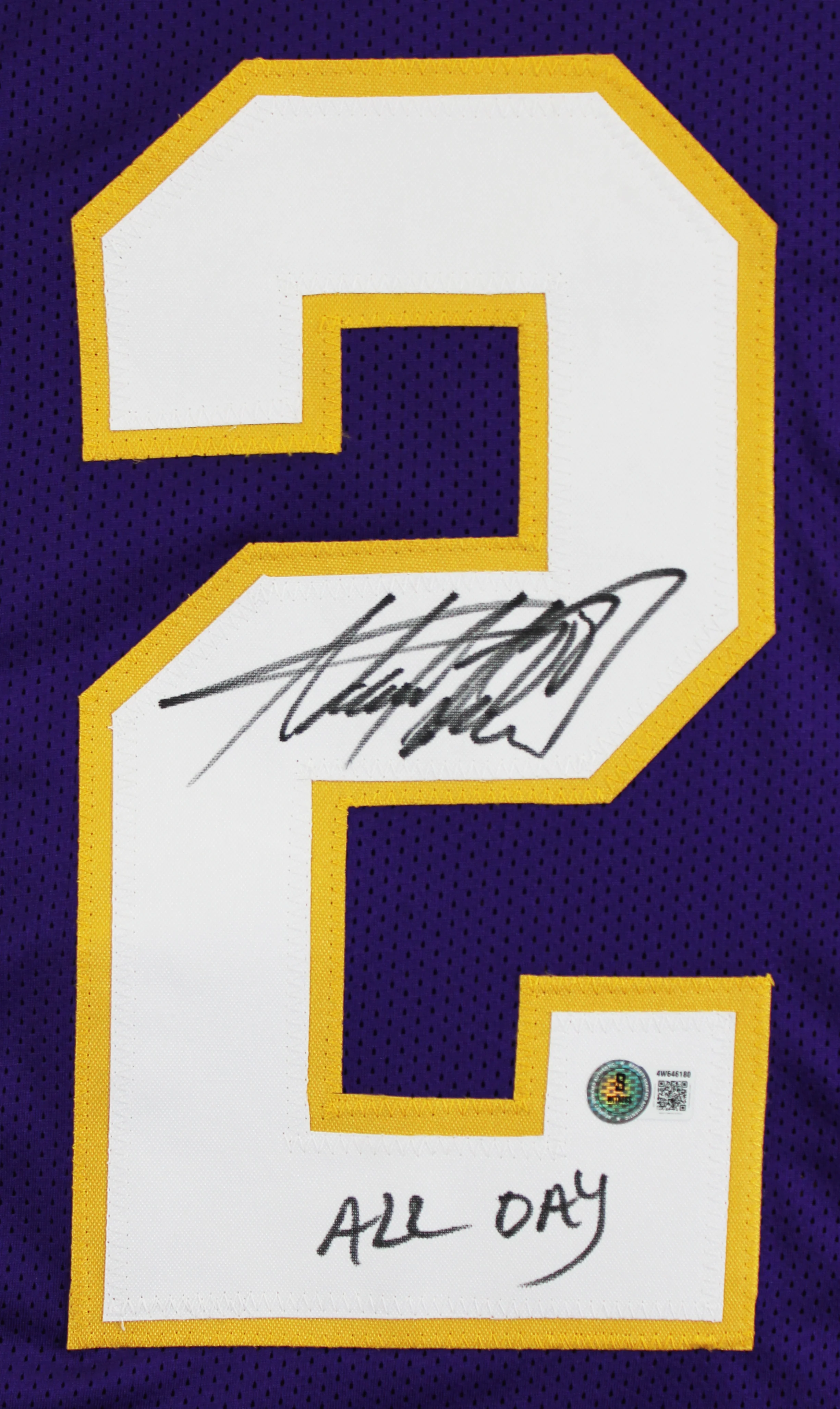 Adrian Peterson "All Day" Authentic Signed Purple Pro Style Jersey BAS Witness 2 - Image 3