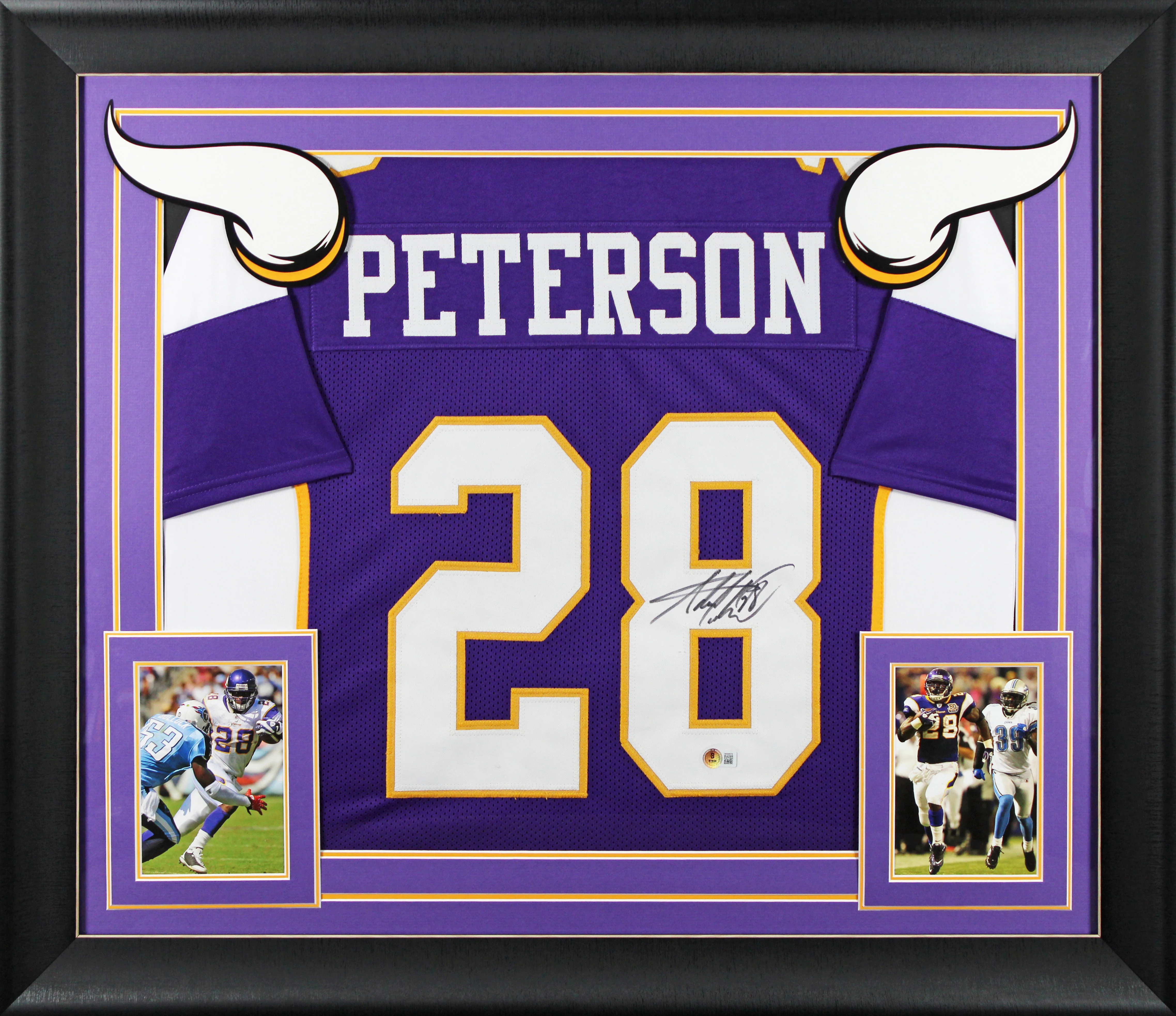 Adrian Peterson Authentic Signed Purple Pro Style Framed Jersey BAS Witnessed - Image 2
