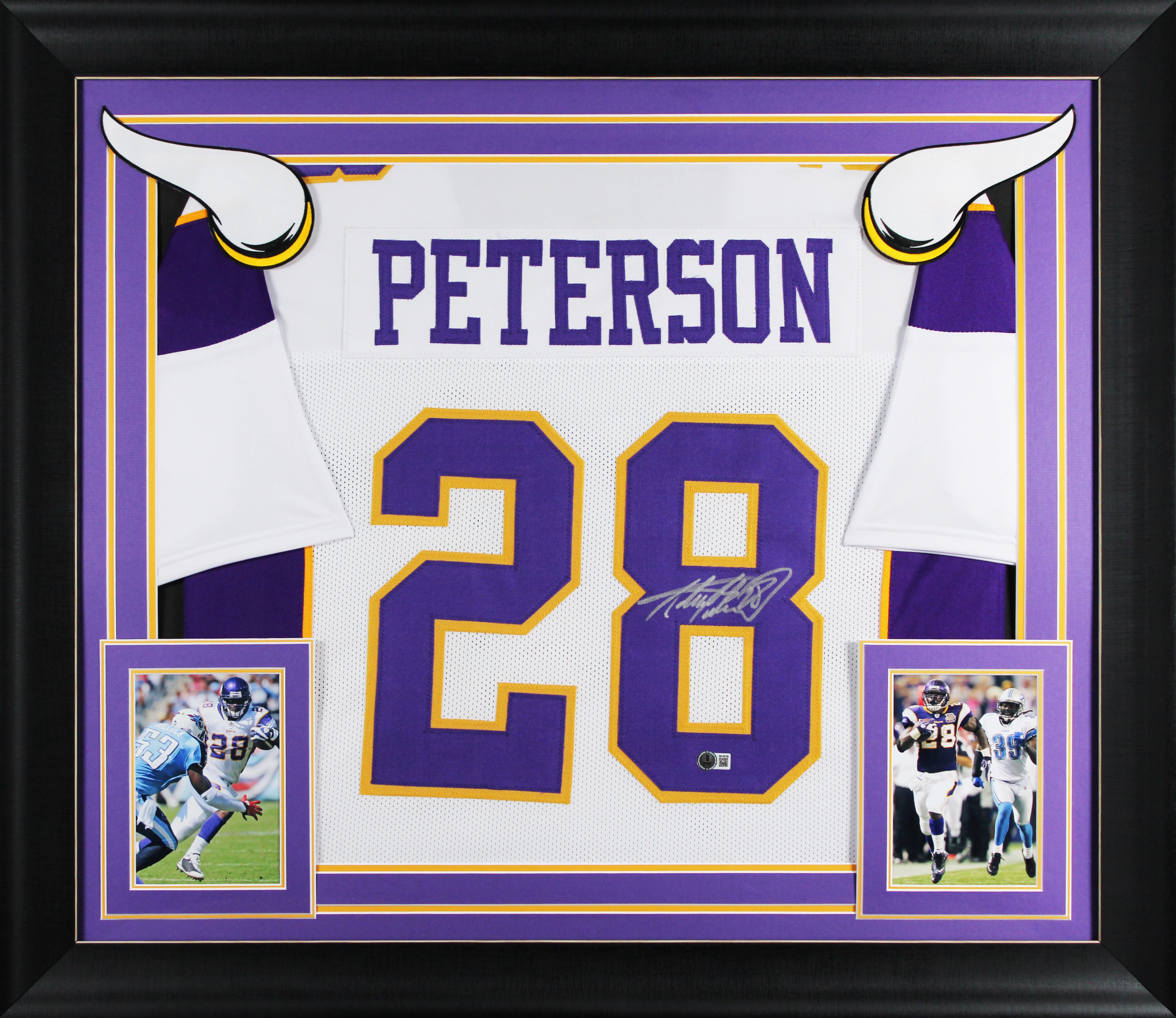 Adrian Peterson Authentic Signed White Pro Style Framed Jersey BAS Witnessed - Image 2