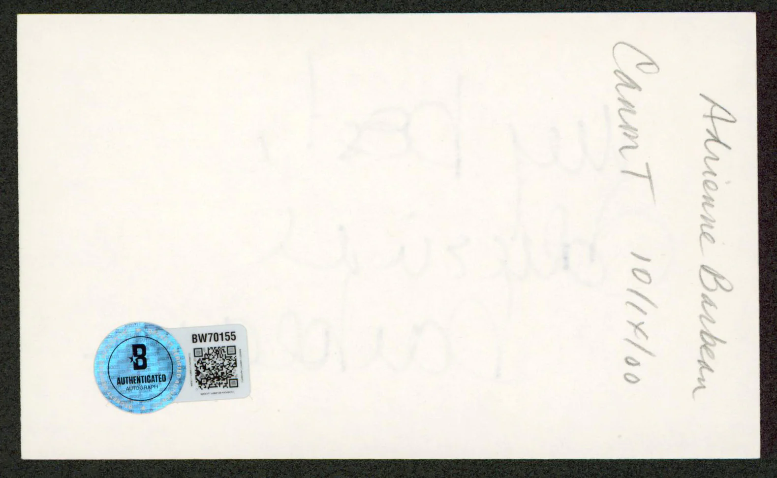 Adrienne Barbeau Maude My Best! Authentic Signed 3x5 Index Card Autographed BAS - Image 3
