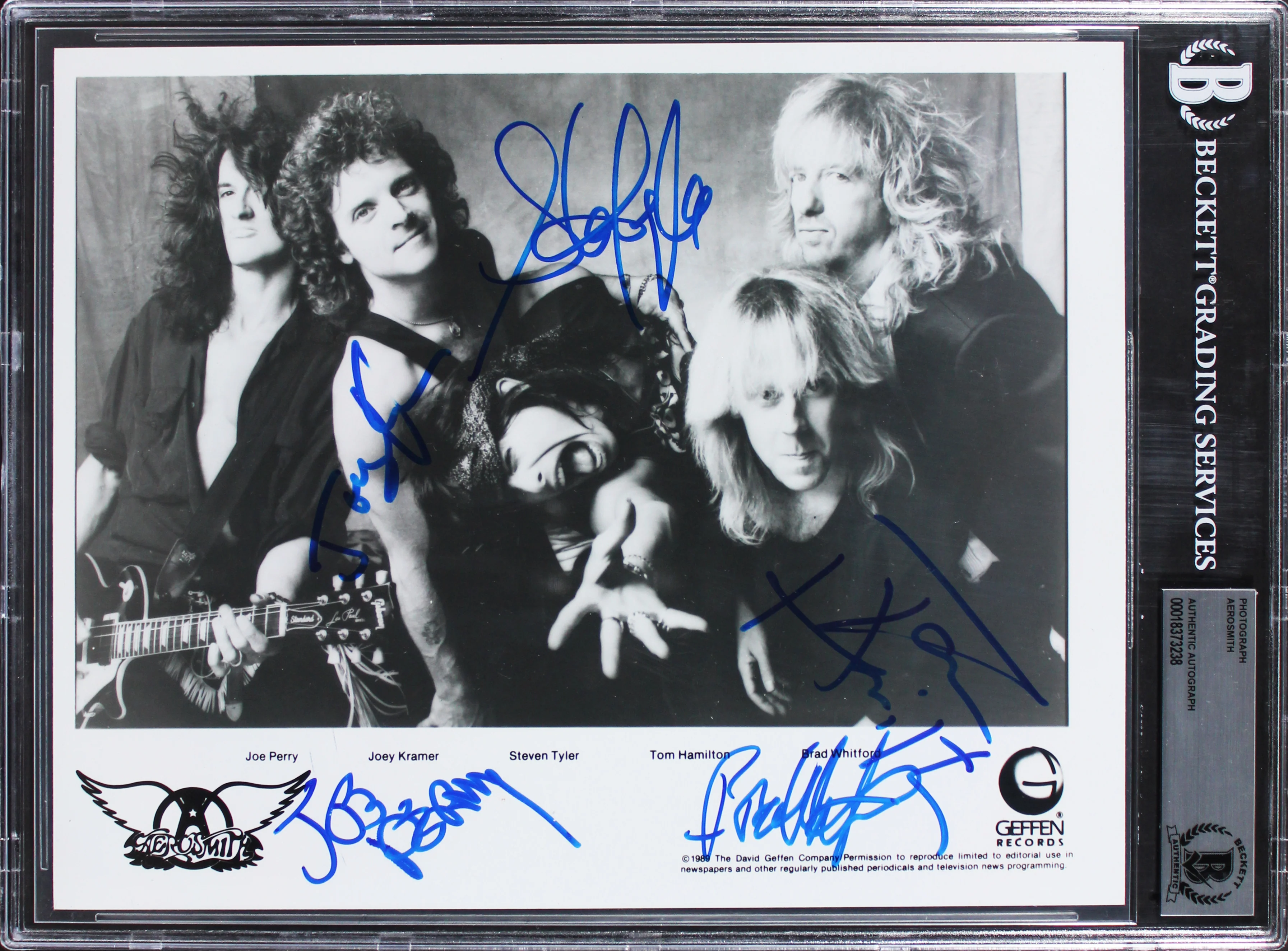 Aerosmith (5) Tyler, Perry, Hamilton, Whitford +1 Signed 8x10 Photo BAS Slabbed - Image 2