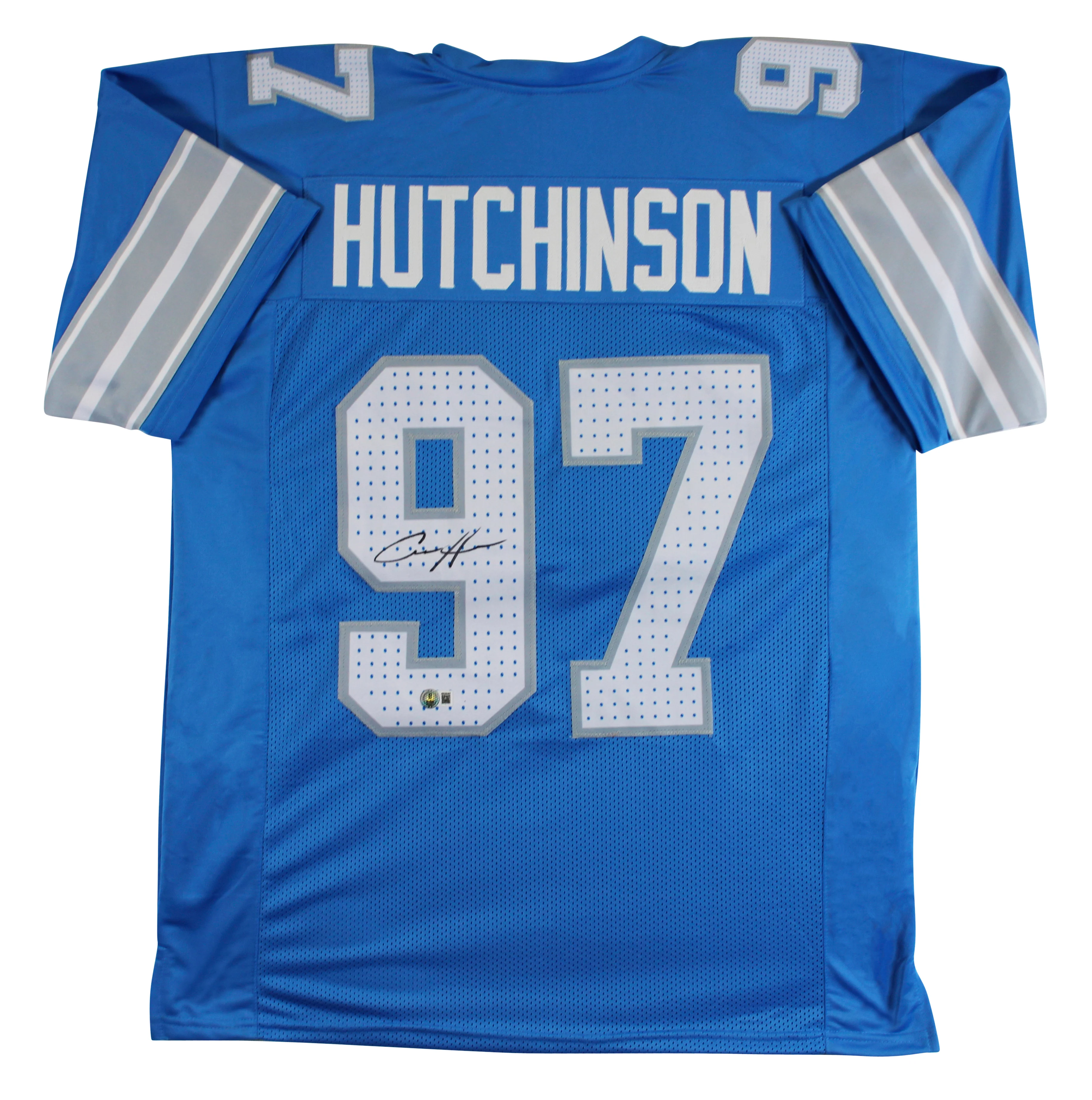 Aidan Hutchinson Authentic Signed Blue Pro Style Jersey BAS Witnessed 3 - Image 2