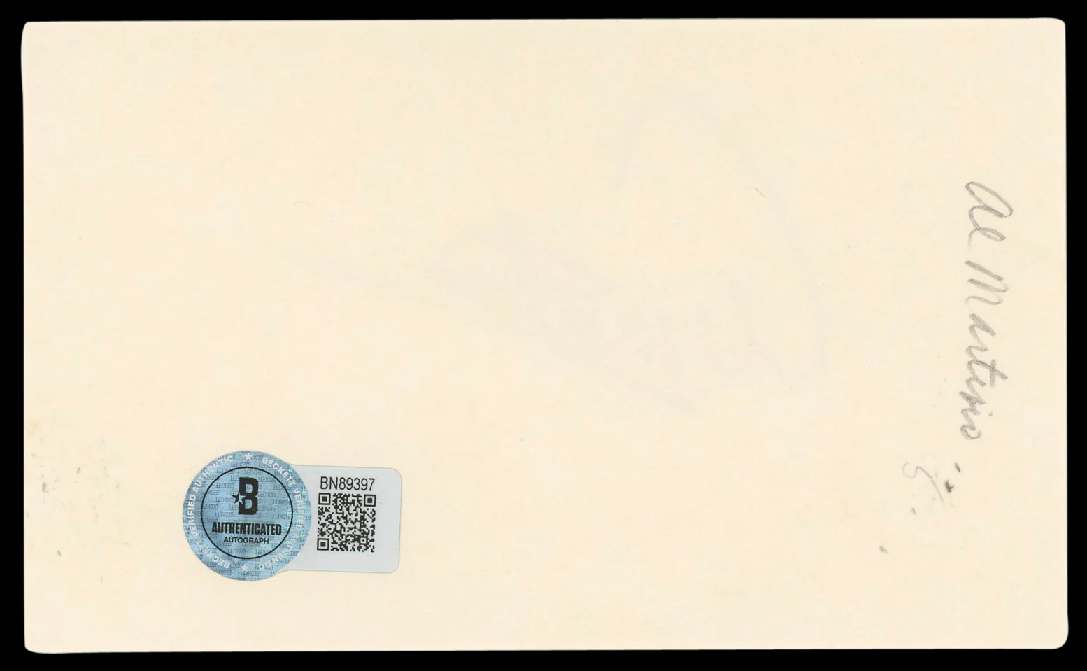 Al Martino Singer Authentic Signed 3x5 Index Card Autographed BAS #BN89397 - Image 3