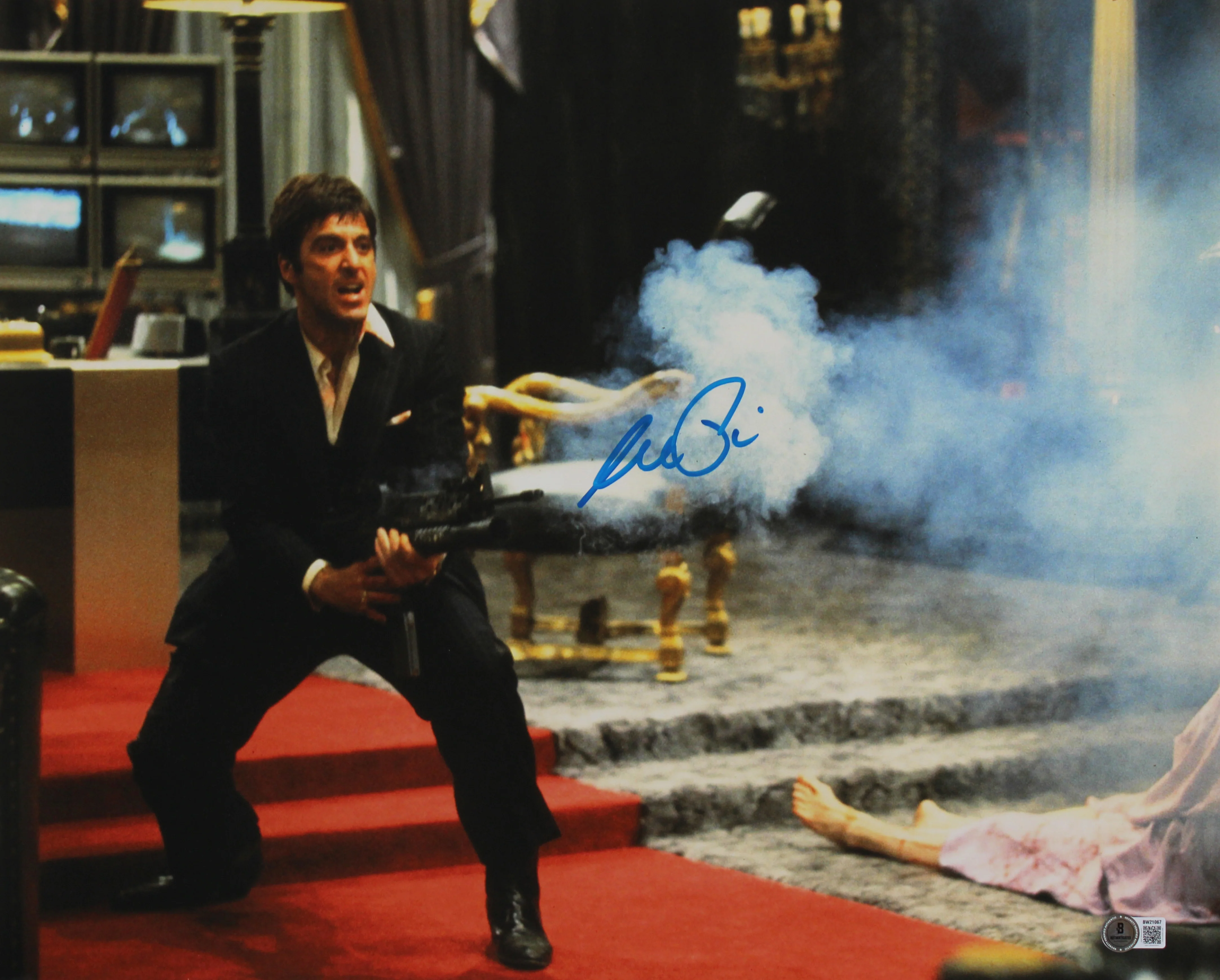Al Pacino Scarface Authentic Signed 16x20 Horizontal Shooting Photo BAS 6 - Image 2