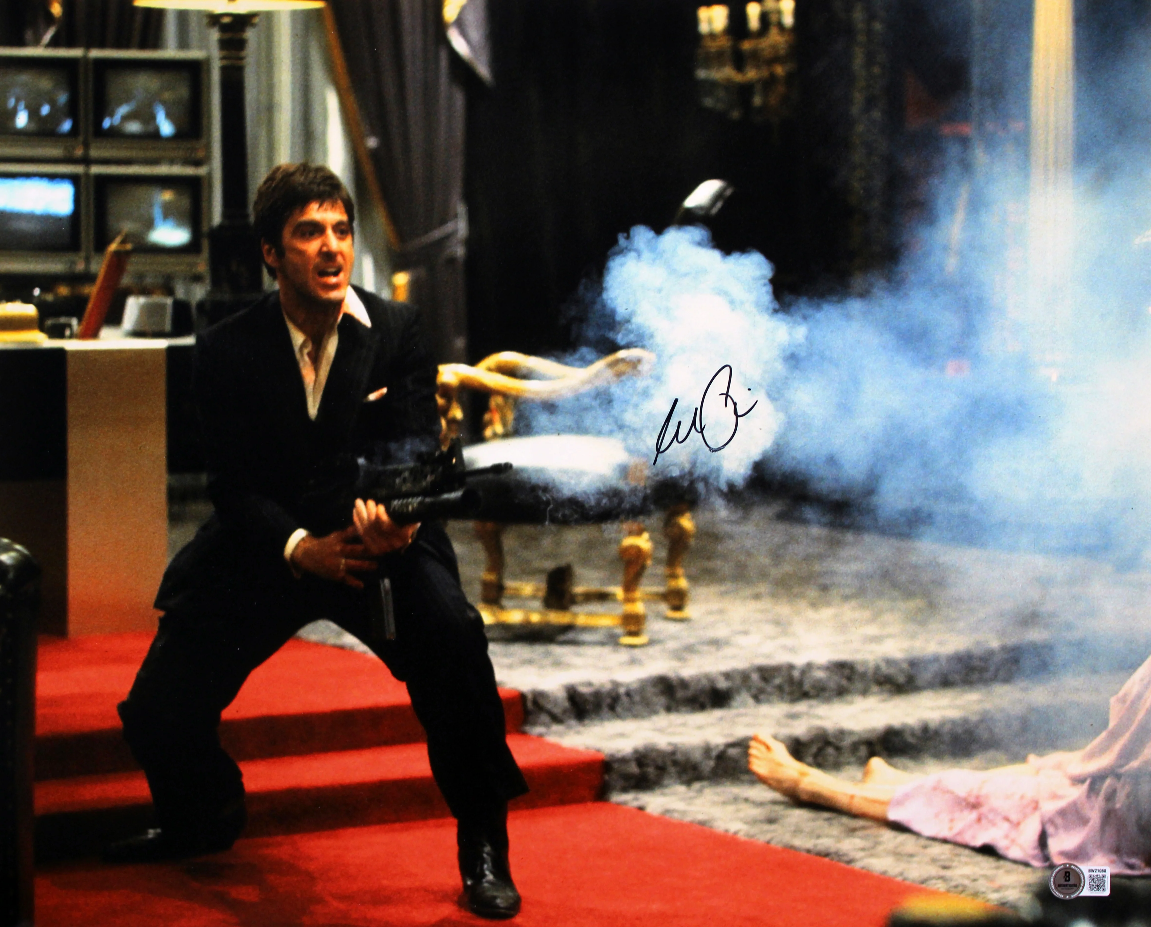 Al Pacino Scarface Authentic Signed 16x20 Horizontal Shooting Photo BAS #BW21068 - Image 2