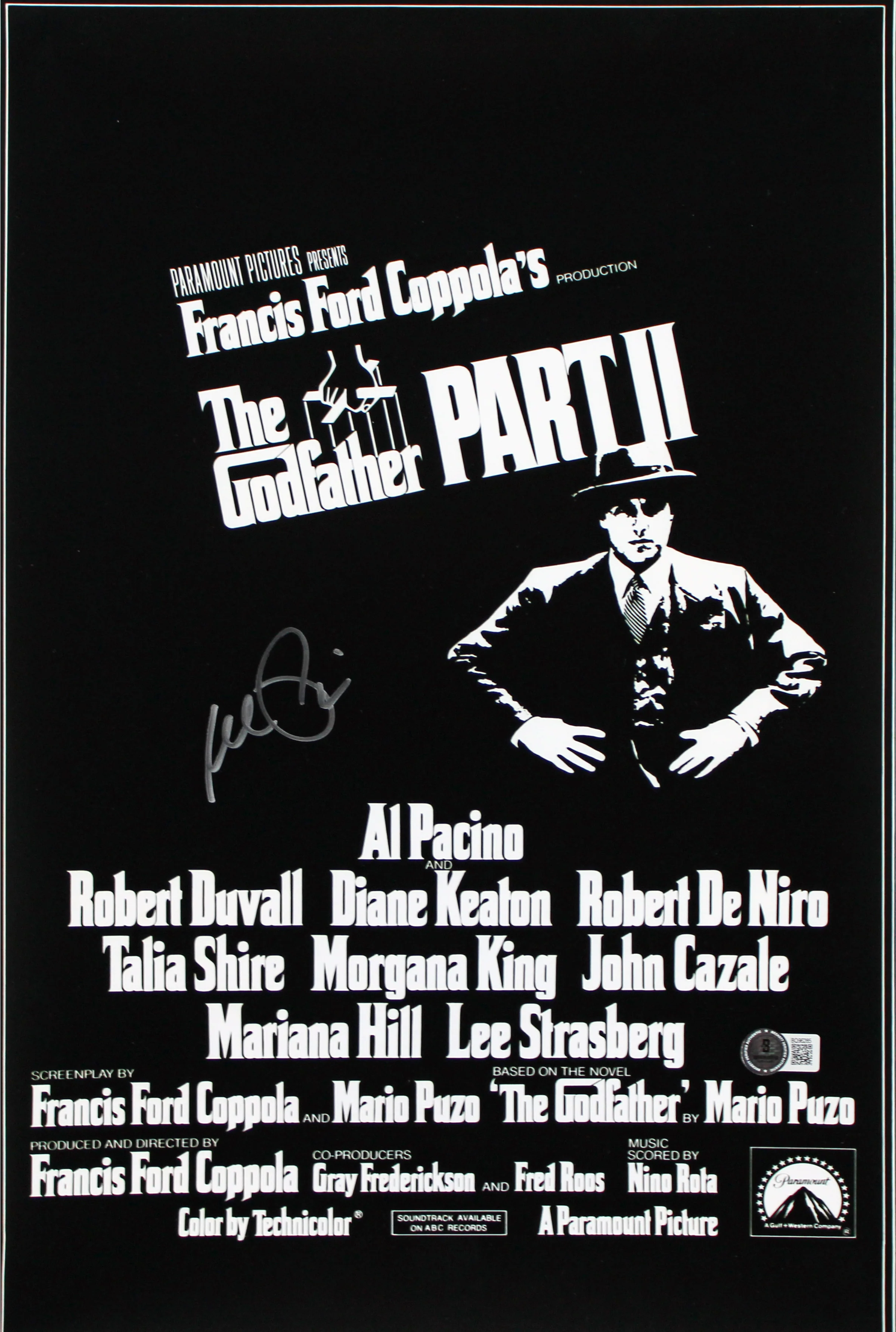 Al Pacino The Godfather Part 2 Signed 12x18 Mini Movie Poster Photo BAS - Image 2