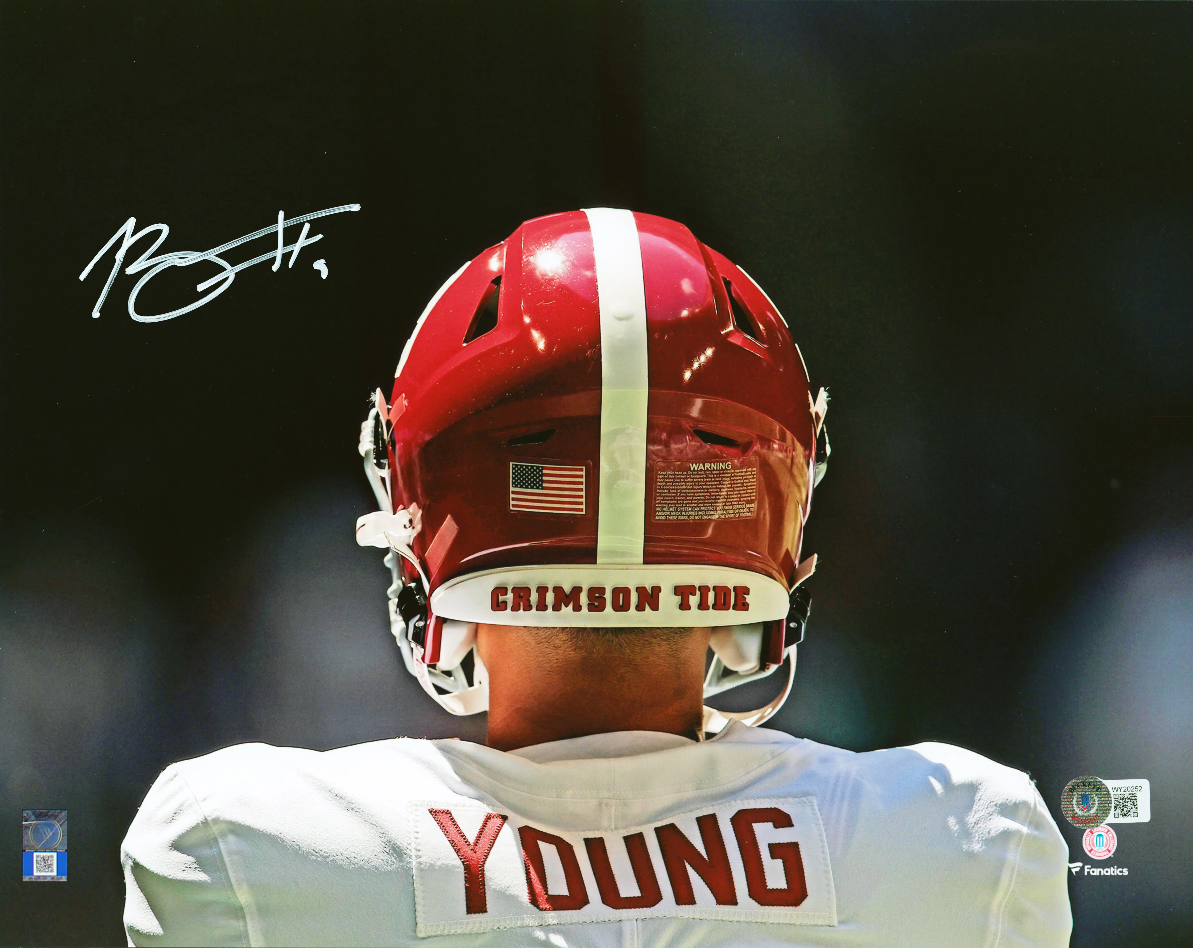 Alabama Bryce Young Authentic Signed 11x14 Horizontal Helmet Photo BAS Witnessed - Image 2