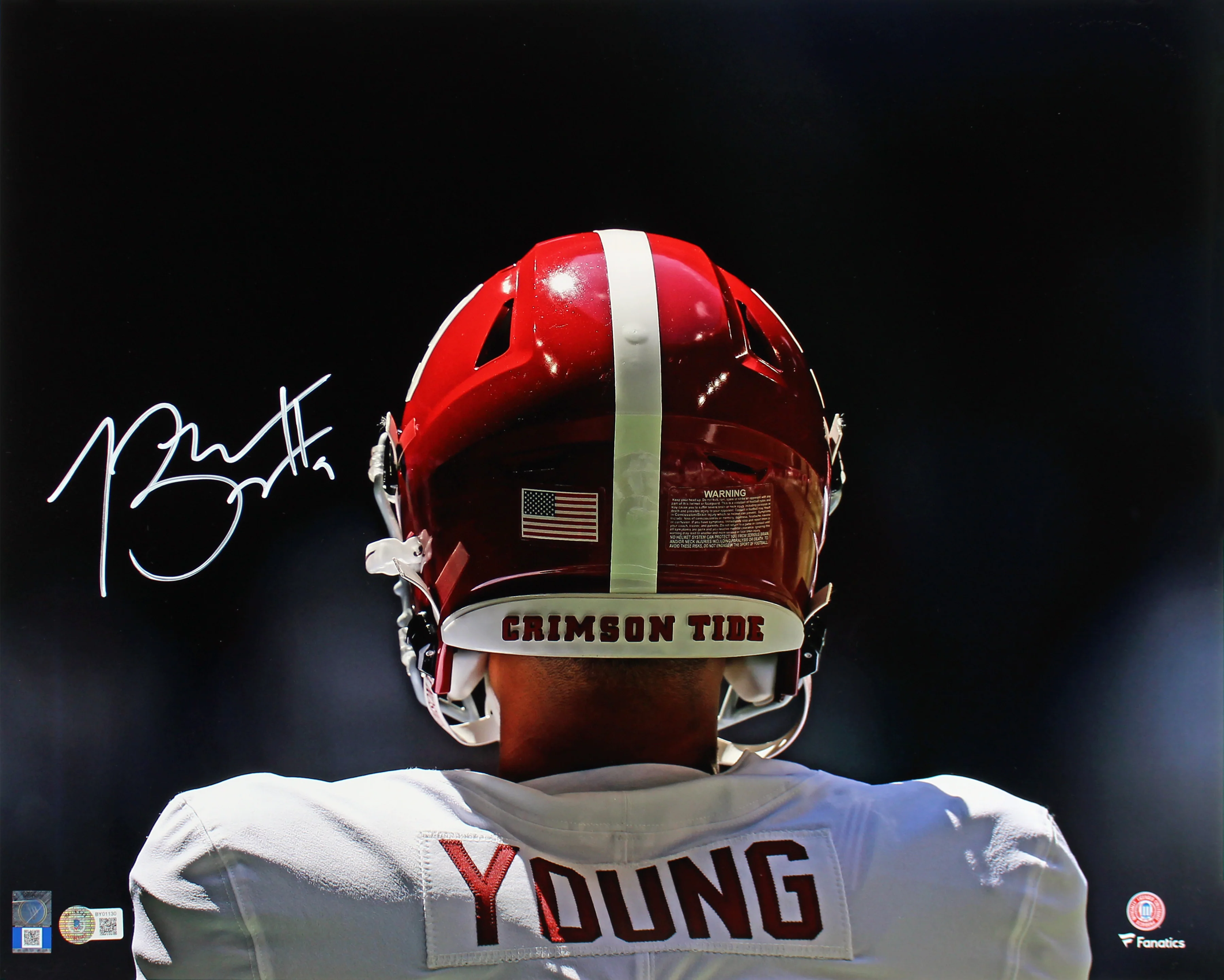Alabama Bryce Young Authentic Signed 16x20 Horizontal Helmet Photo BAS Witnessed - Image 2