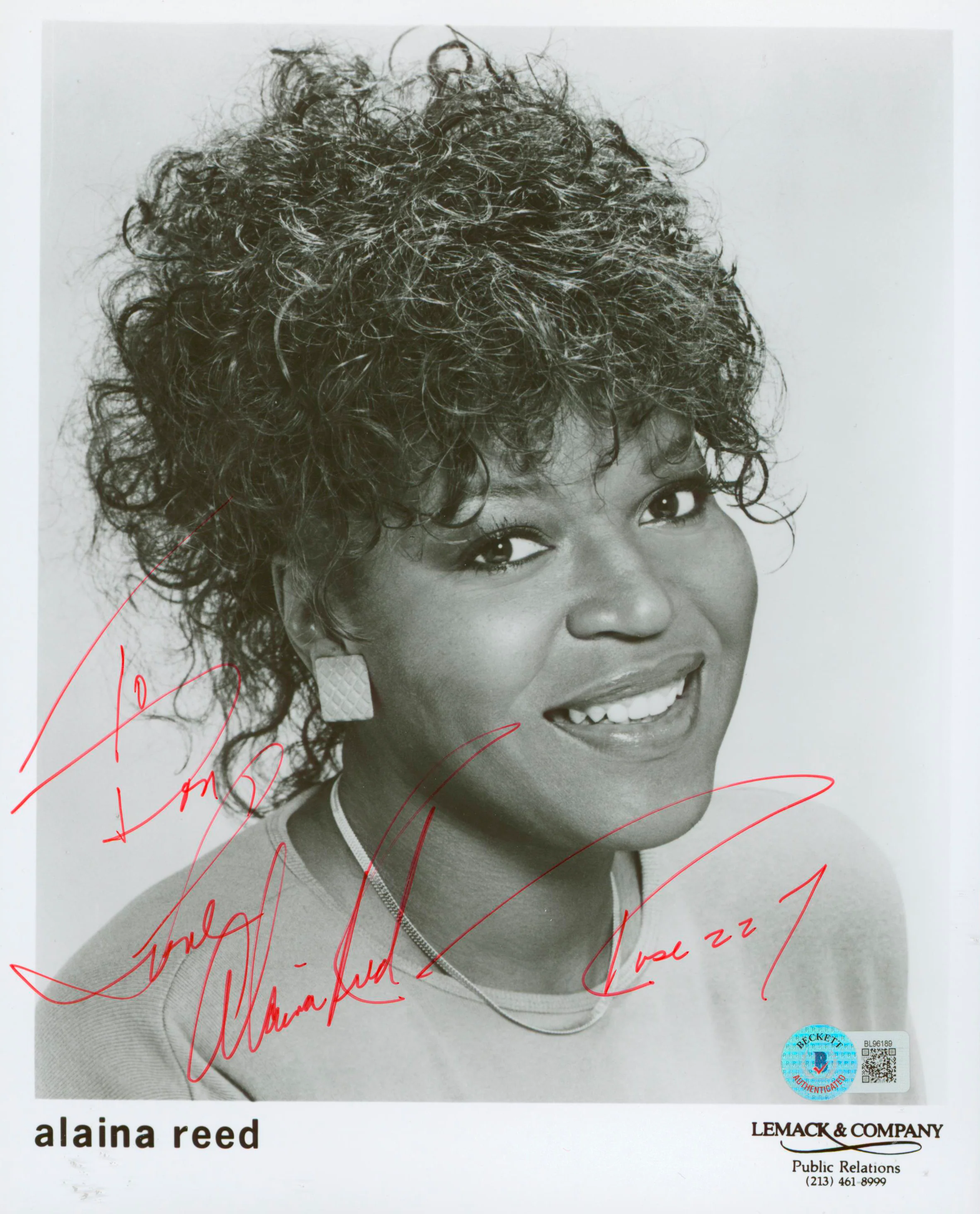 Alaina Reed Sesame Street "To Don" Authentic Signed 8x10 Photo BAS #BL96189 - Image 2