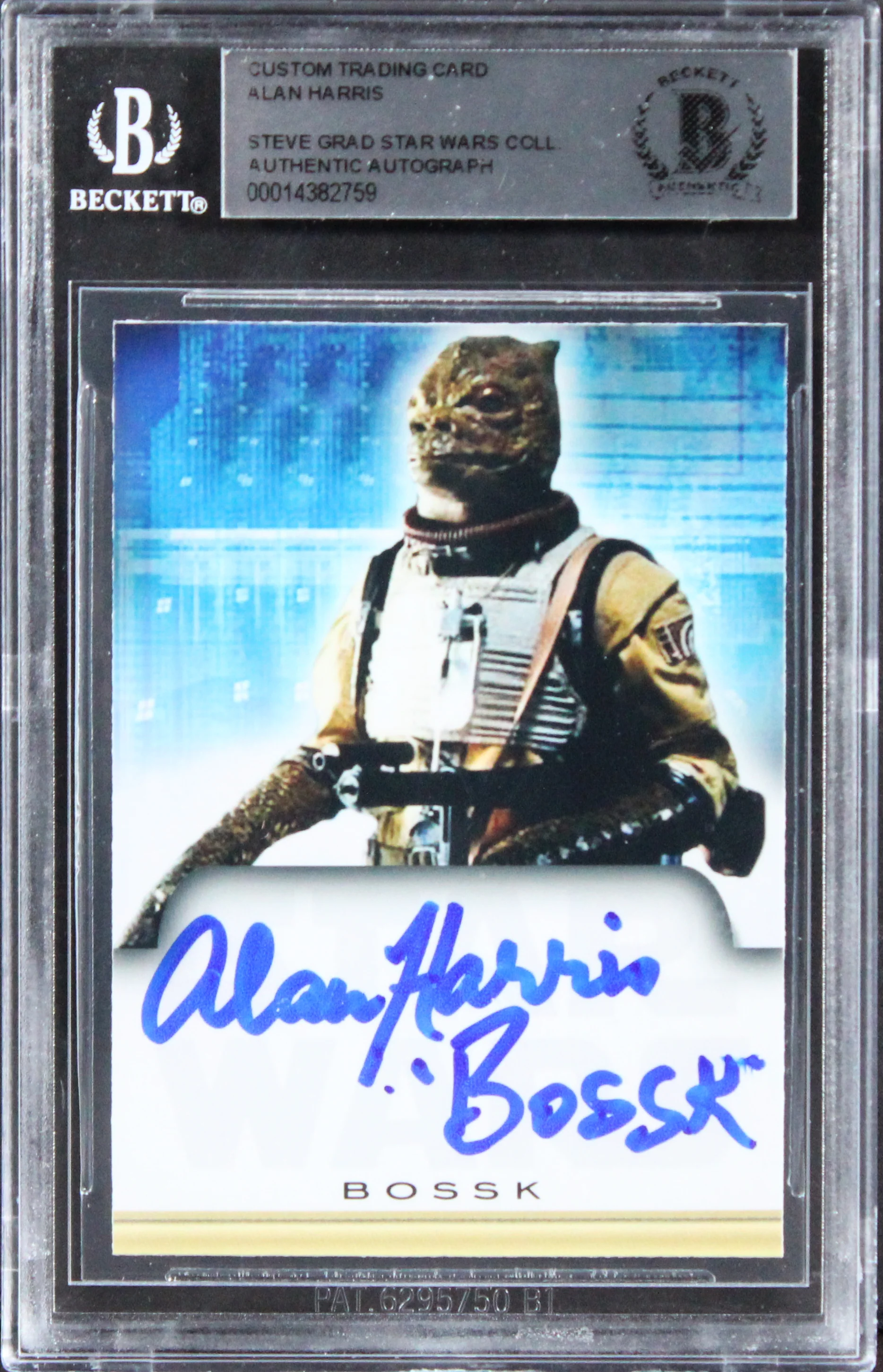 Alan Harris Star Wars "Bossk" Authentic Signed Custom Trading Card BAS Slabbed - Image 2