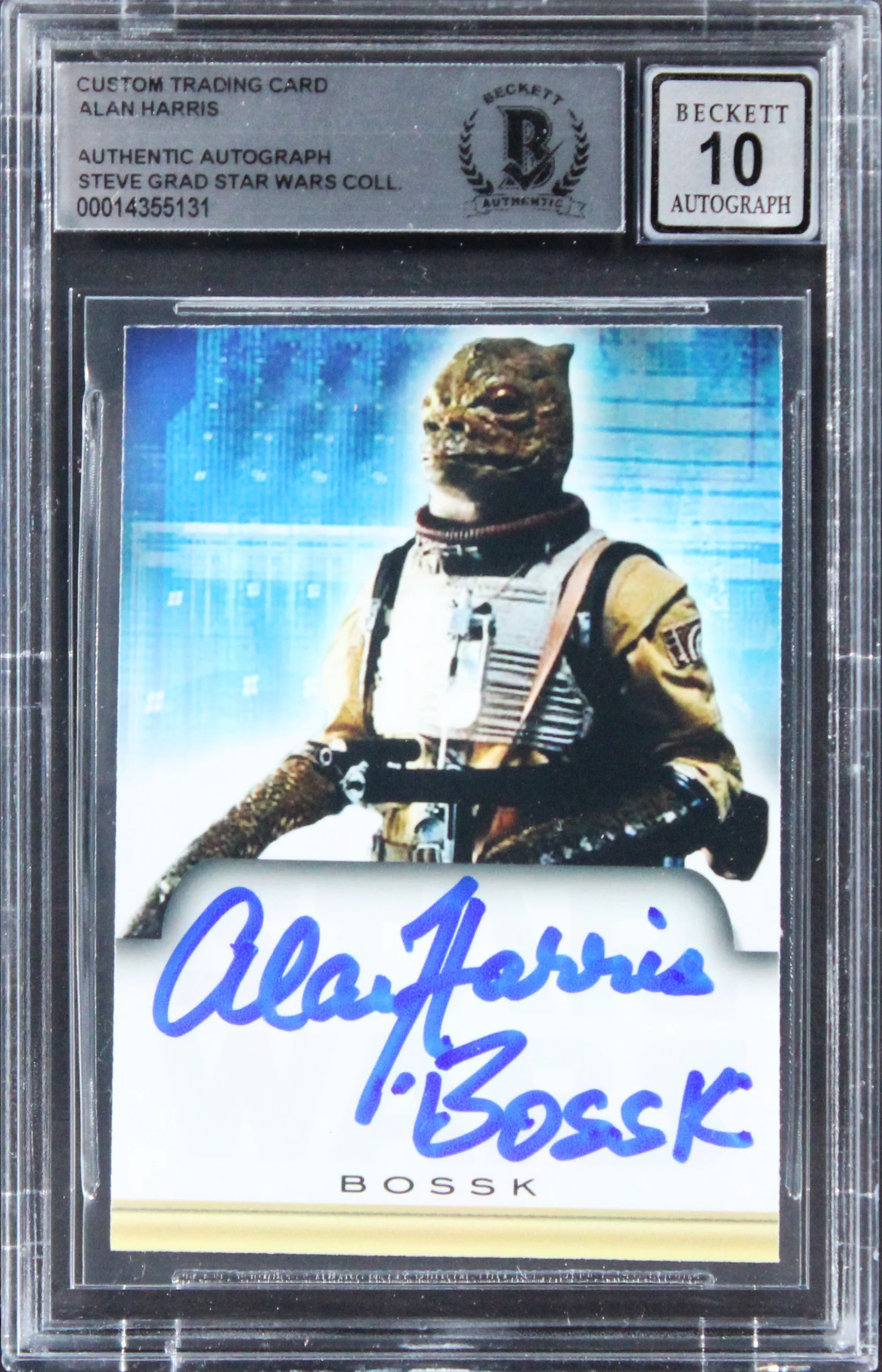 Alan Harris Star Wars "Bossk" Signed Custom Trading Card Auto 10! BAS Slabbed - Image 2
