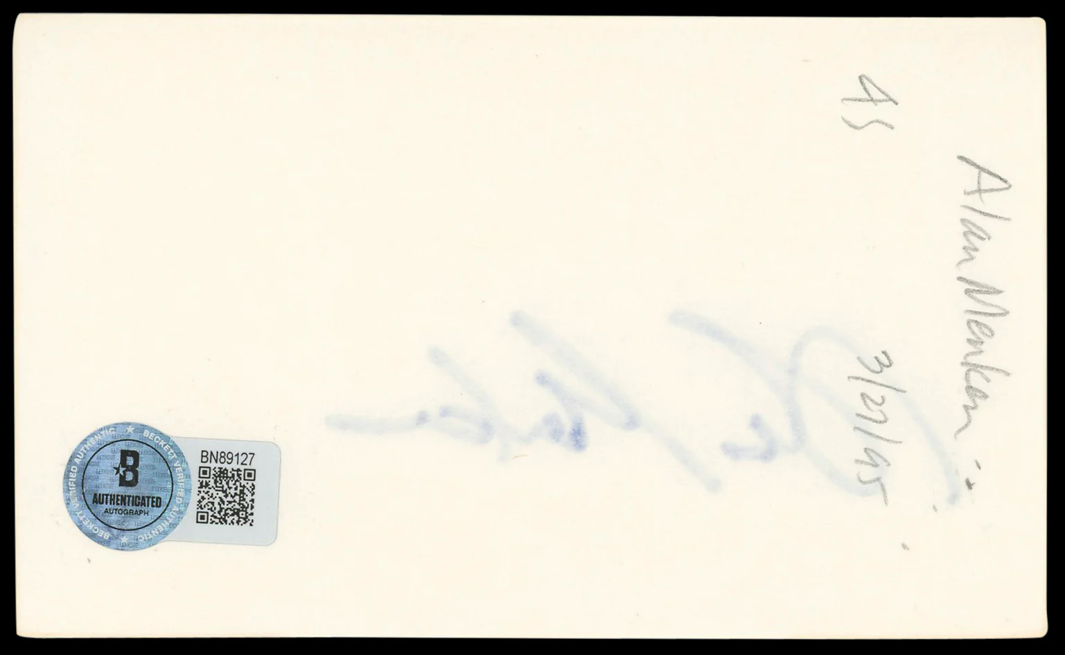 Alan Menken Beauty and the Beast Authentic Signed 3x5 Index Card BAS #BN89127 - Image 3