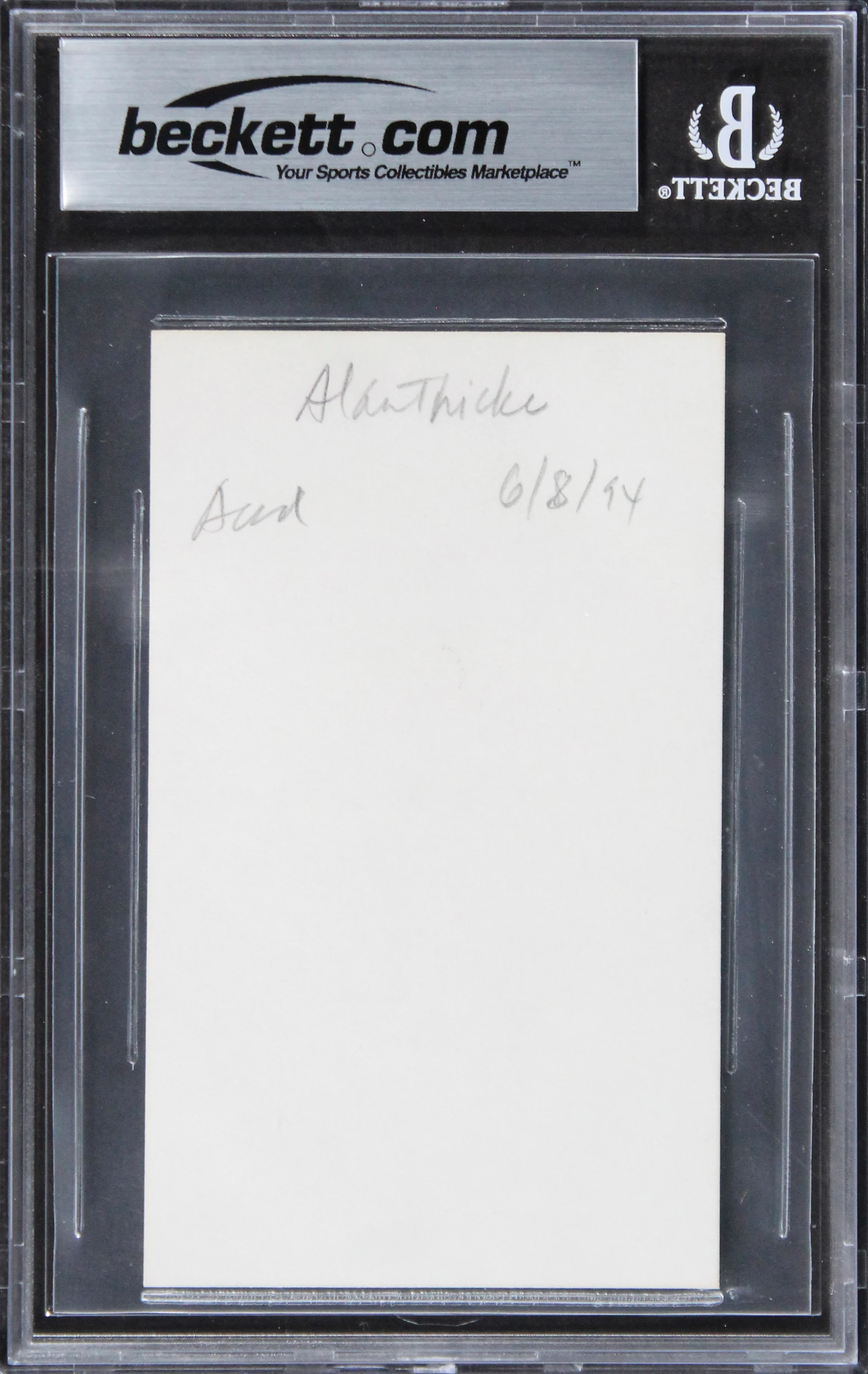 Alan Thicke Growing Pains Authentic Signed 3x5 Index Card BAS Slabbed 2 - Image 3