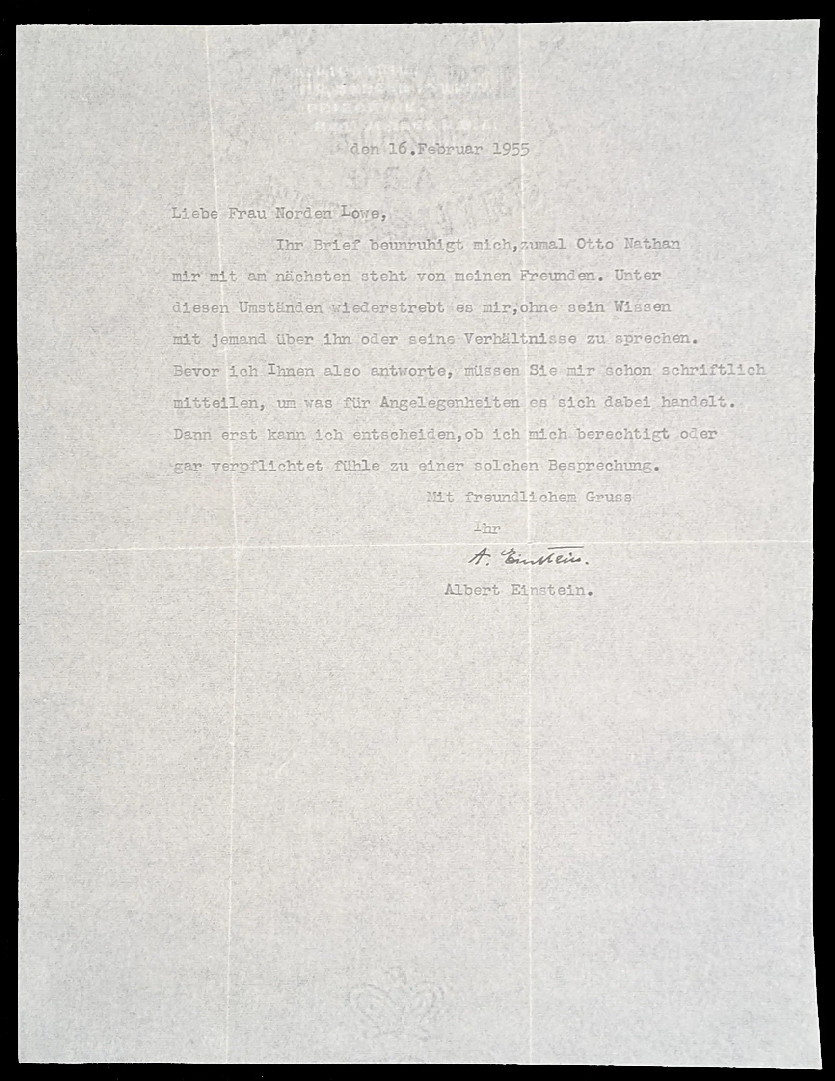 Albert Einstein Authentic Signed 8.5x11 1955 Typed Letter PSA/DNA #AH02836 - Image 2