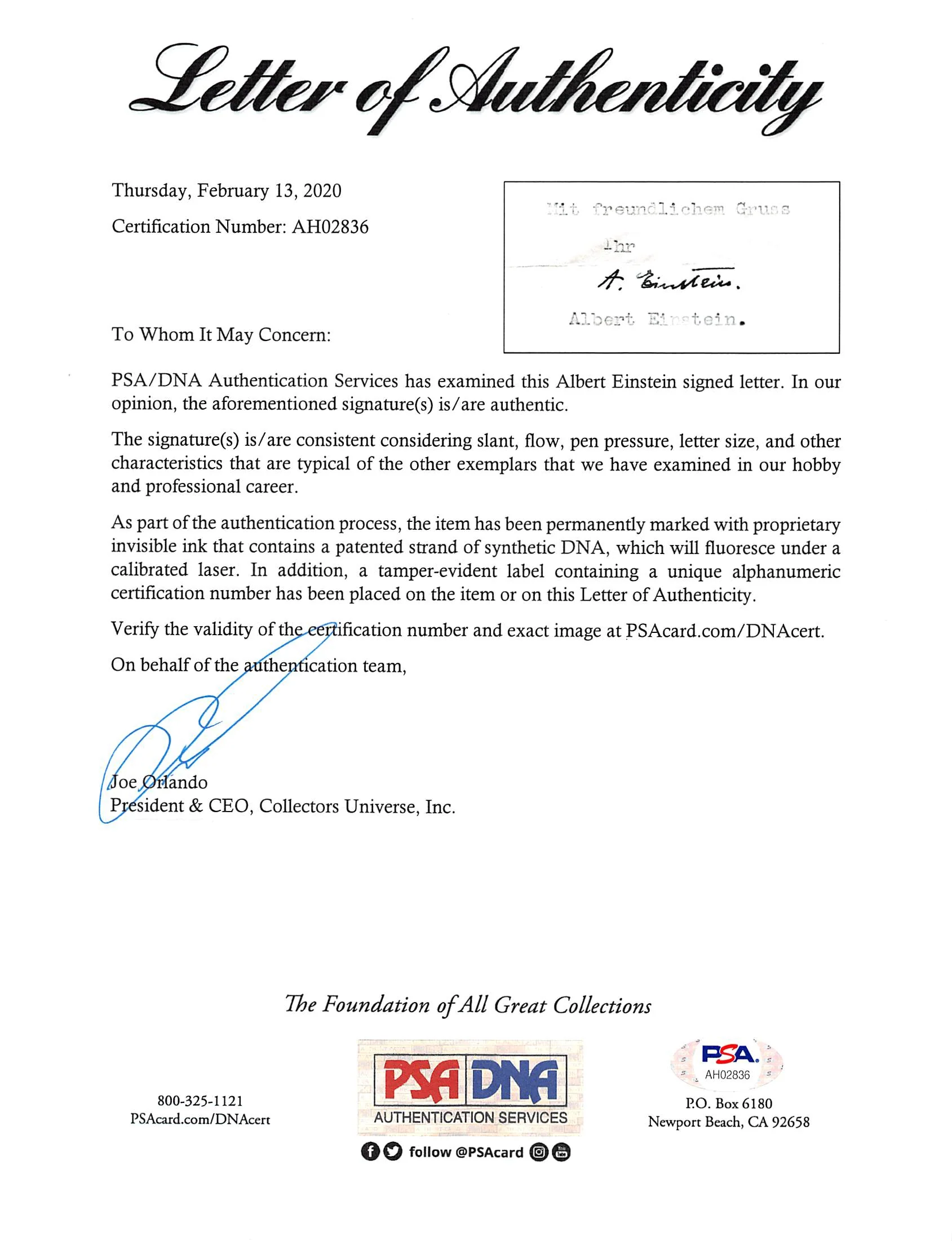 Albert Einstein Authentic Signed 8.5x11 1955 Typed Letter PSA/DNA #AH02836 - Image 5