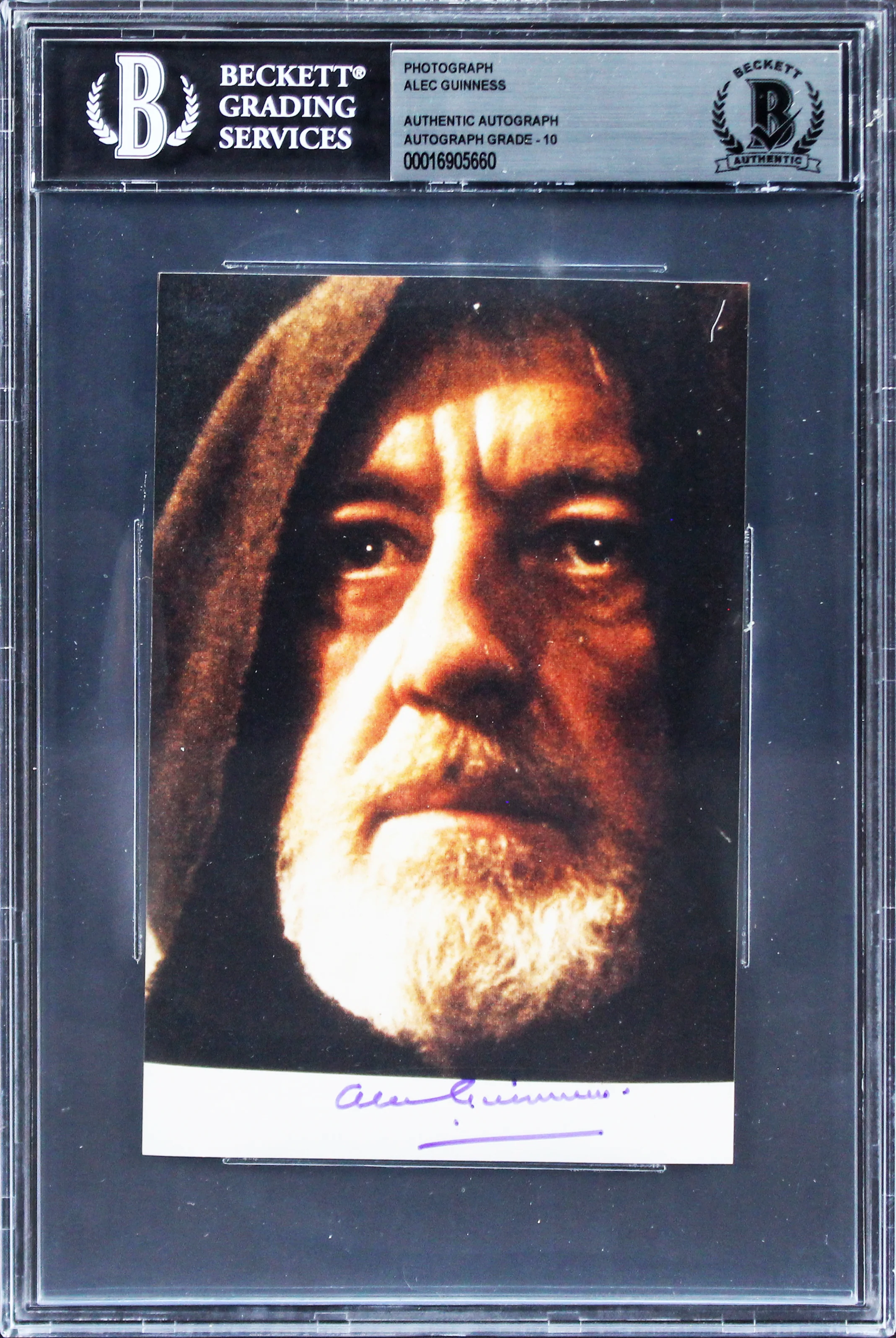 Alec Guinness Star Wars Signed 4x6 Obi-Wan Kenobi Photo Auto 10! BAS Slabbed - Image 2