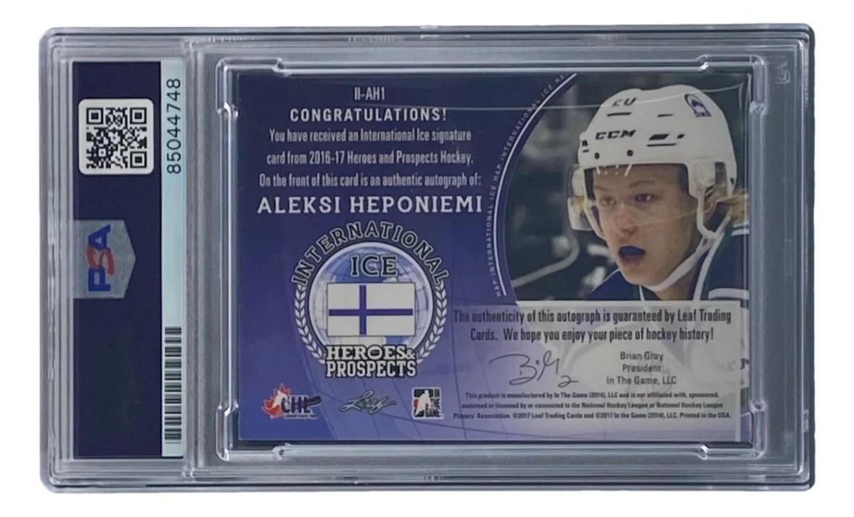 Aleksi Hemponiemi Signed 2017 Leaf #II-AH1 Hockey Card PSA/DNA - Image 2