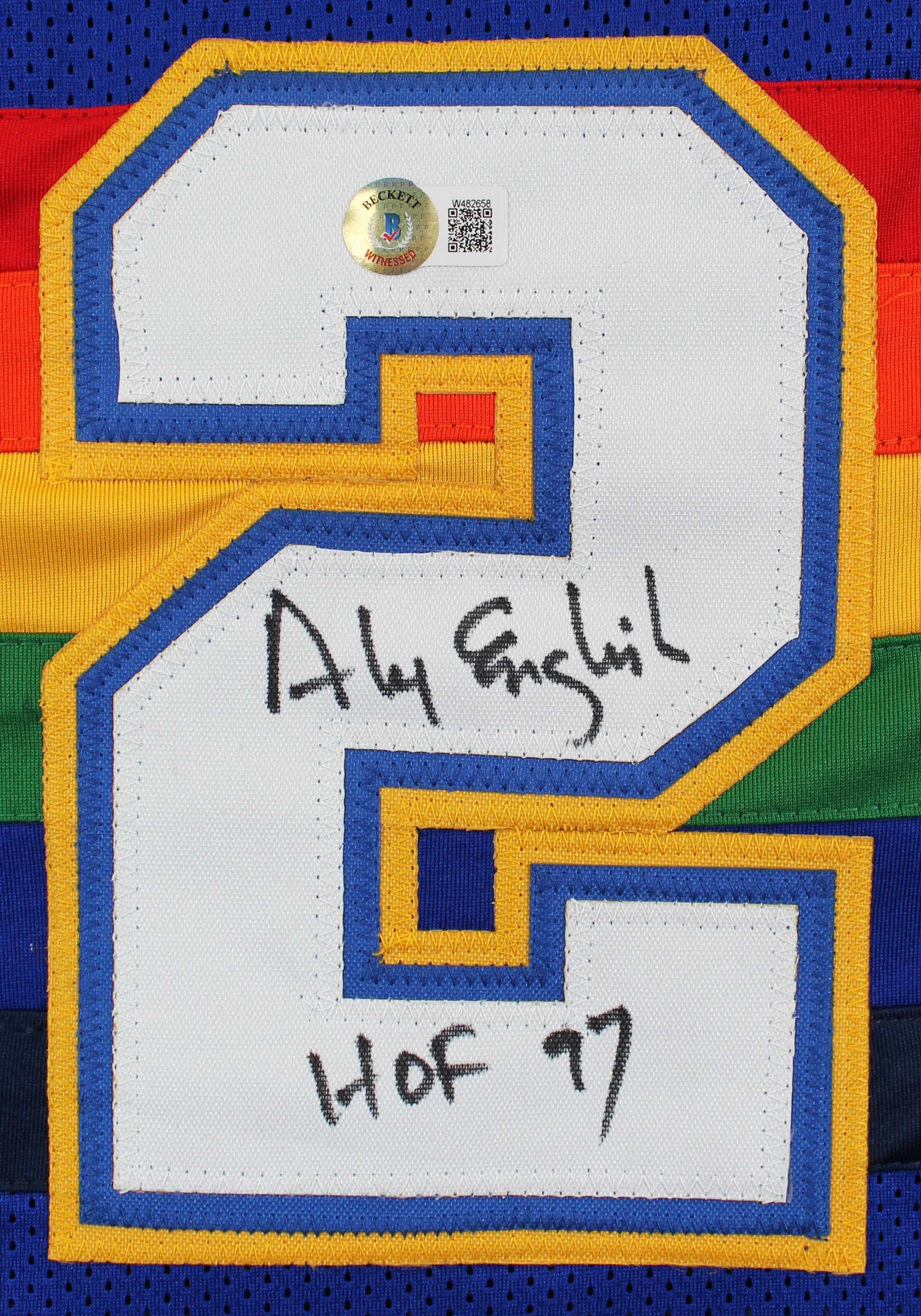 Alex English "HOF 97" Signed Blue TB Pro Style Jersey Autographed BAS Witnessed - Image 3
