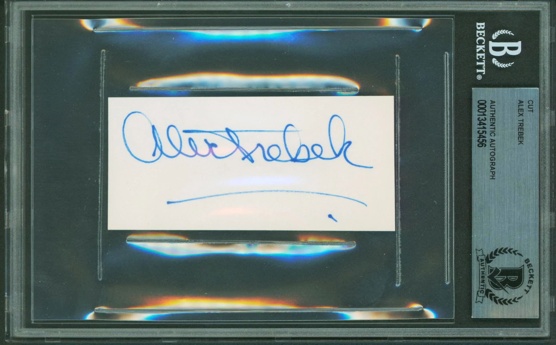 Alex Trebek Jeopardy! Authentic Signed 3.75x1.75 Index Card BAS Slabbed - Image 2