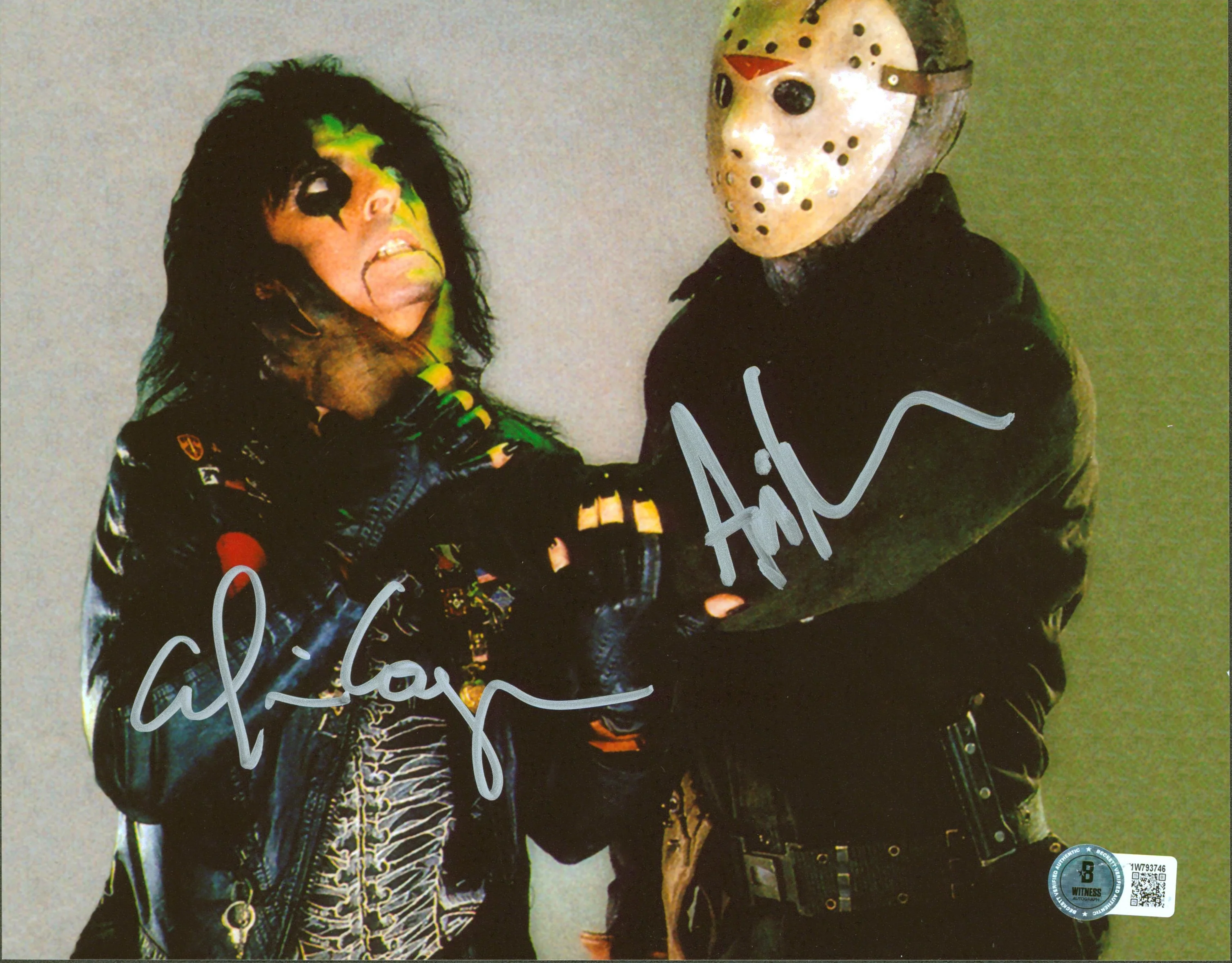 Alice Cooper & Ari Lehman Friday The 13th Signed 8x10 Photo BAS Witnessed - Image 2