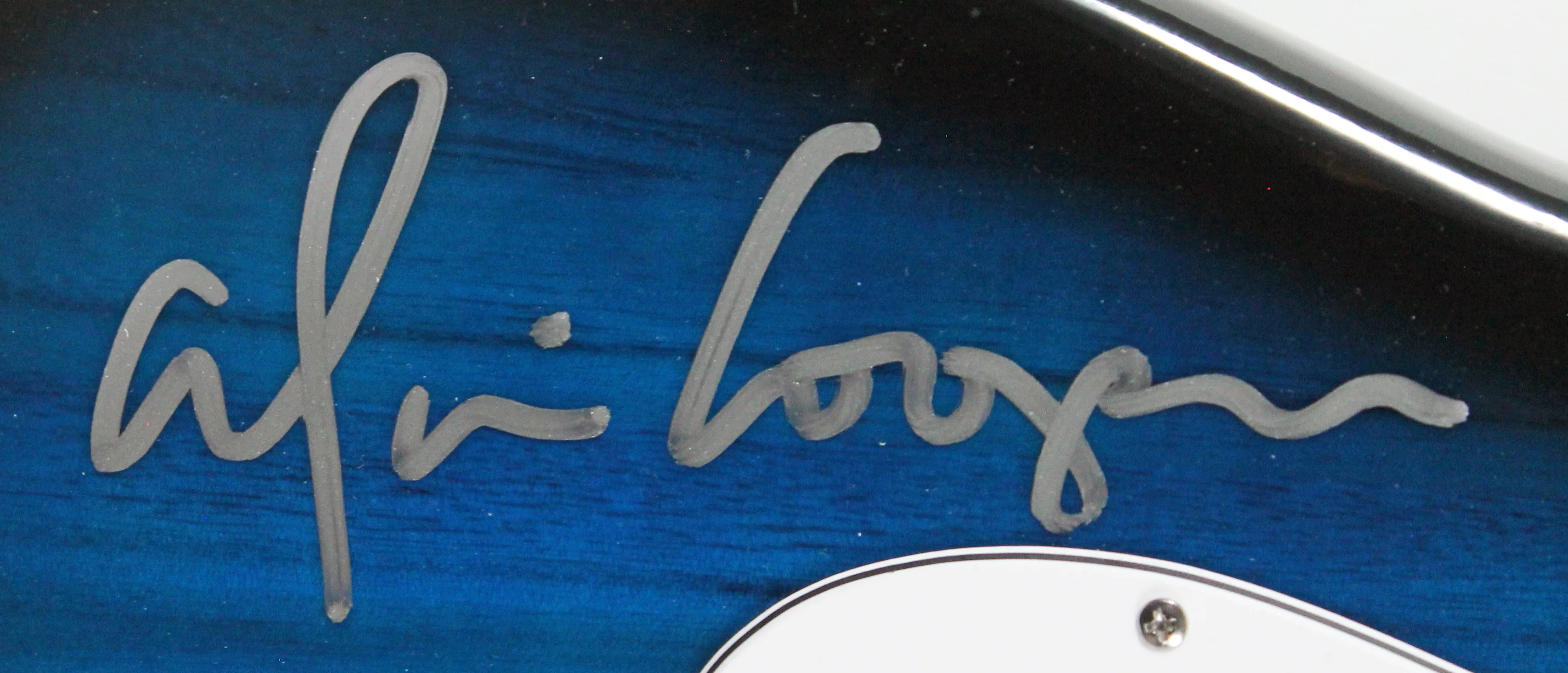 Alice Cooper Authentic Signed Blue Sunburst Electric Guitar BAS Witnessed - Image 4