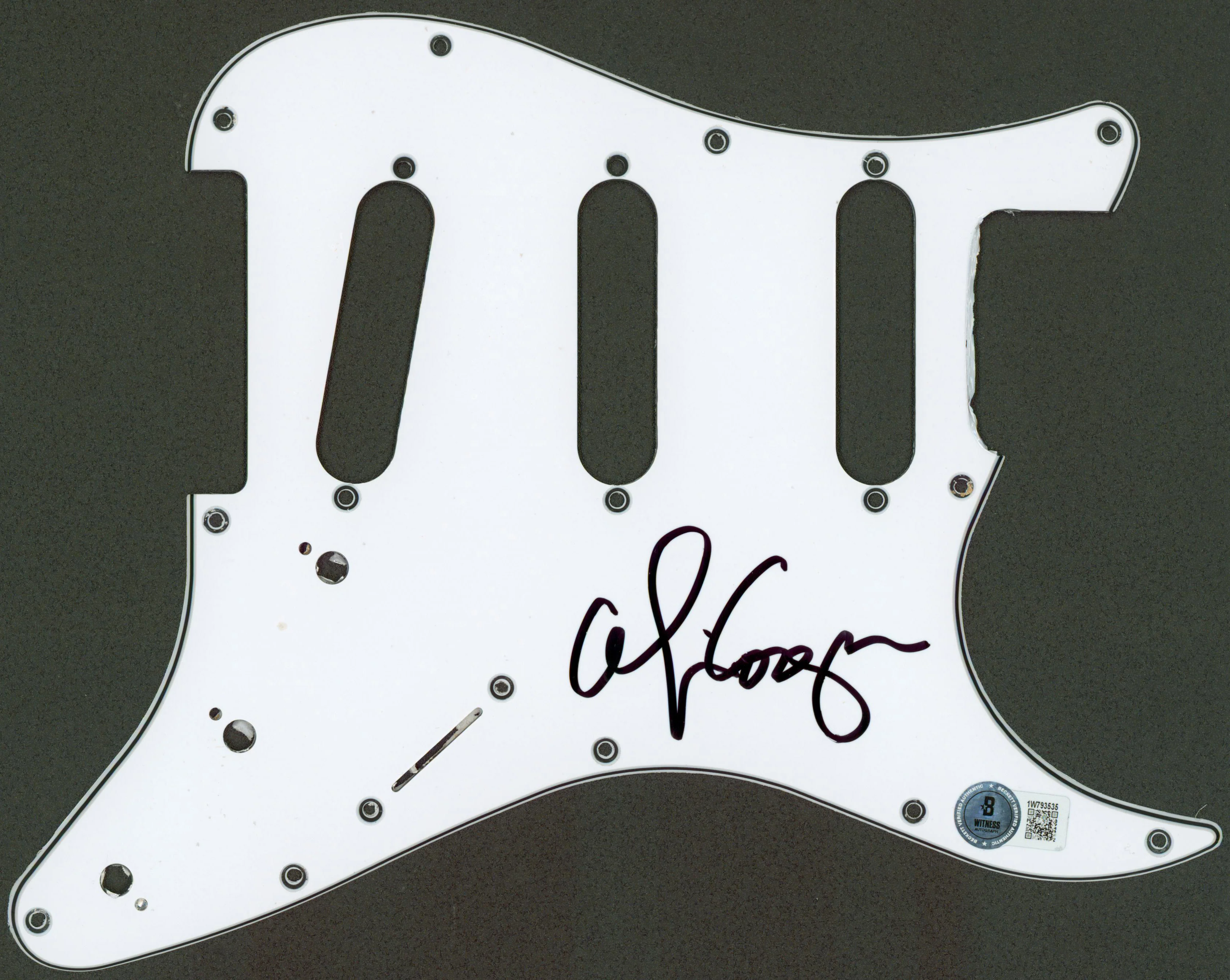 Alice Cooper Authentic Signed Electric Guitar White Pick Guard BAS Witnessed - Image 2