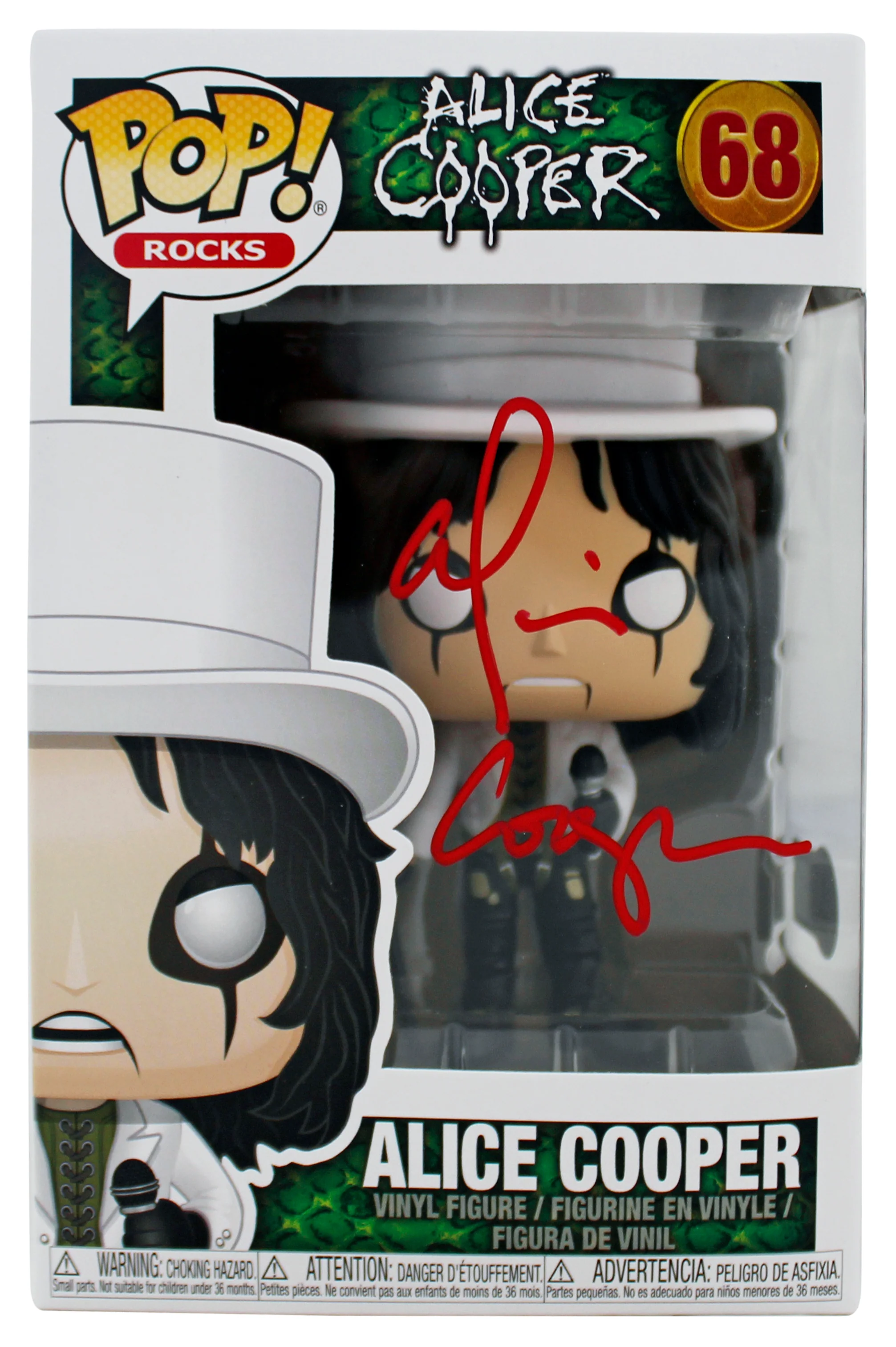 Alice Cooper Authentic Signed Funko Pop Vinyl Figure #68 w/ Red Sig BAS Witness - Image 2