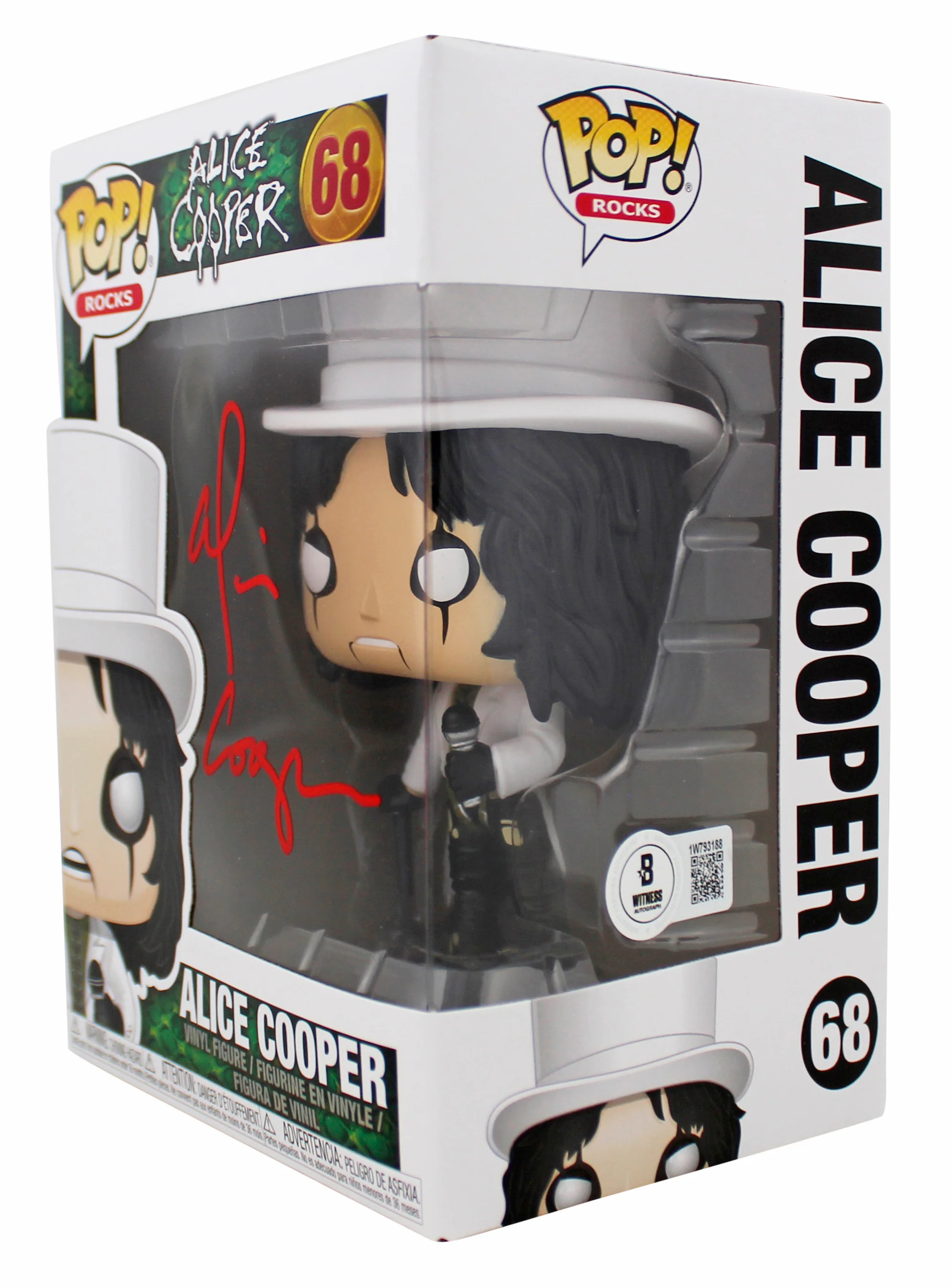 Alice Cooper Authentic Signed Funko Pop Vinyl Figure #68 w/ Red Sig BAS Witness - Image 3