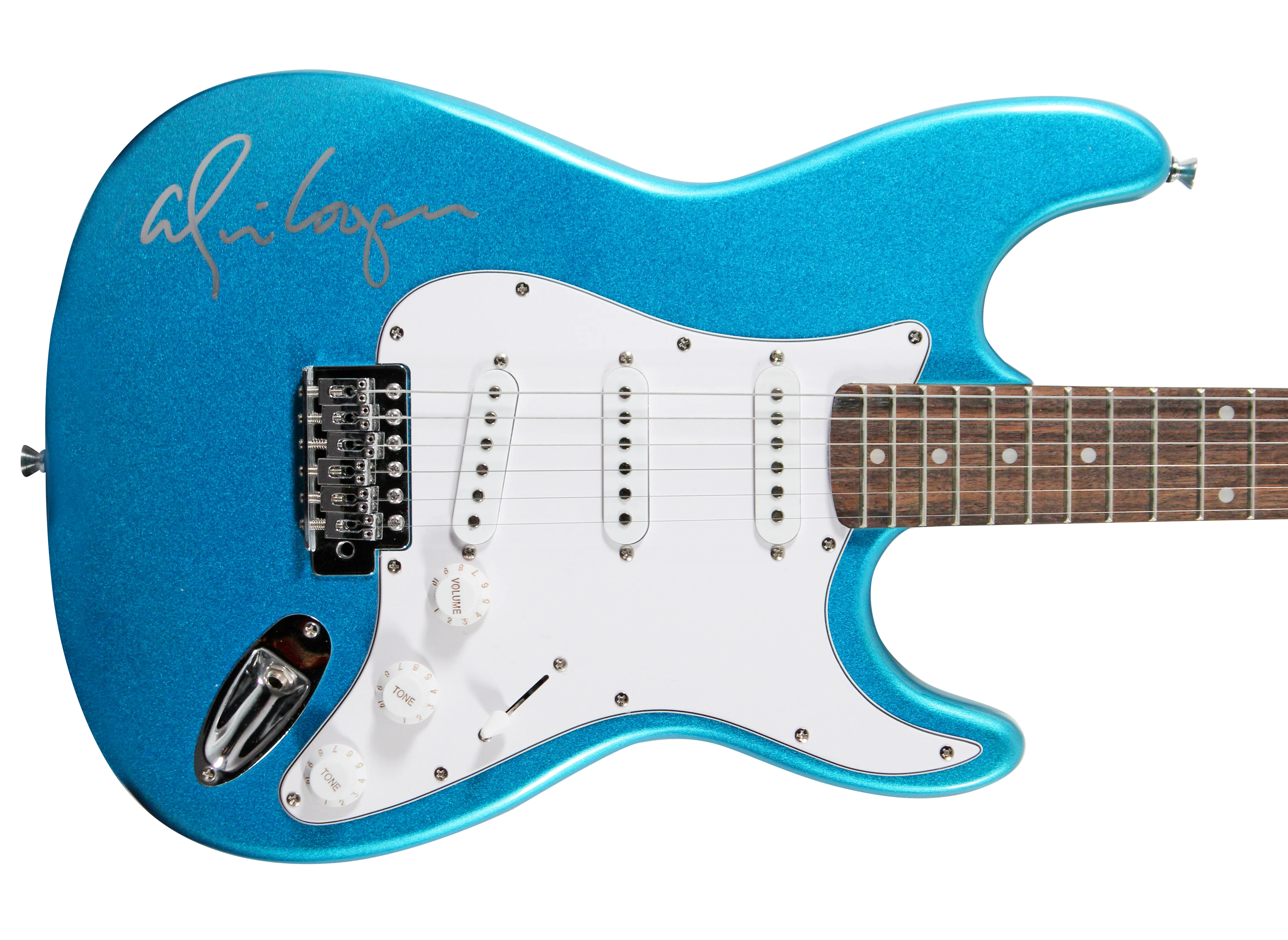 Alice Cooper Authentic Signed Metallic Blue Electric Guitar BAS Witnessed - Image 2